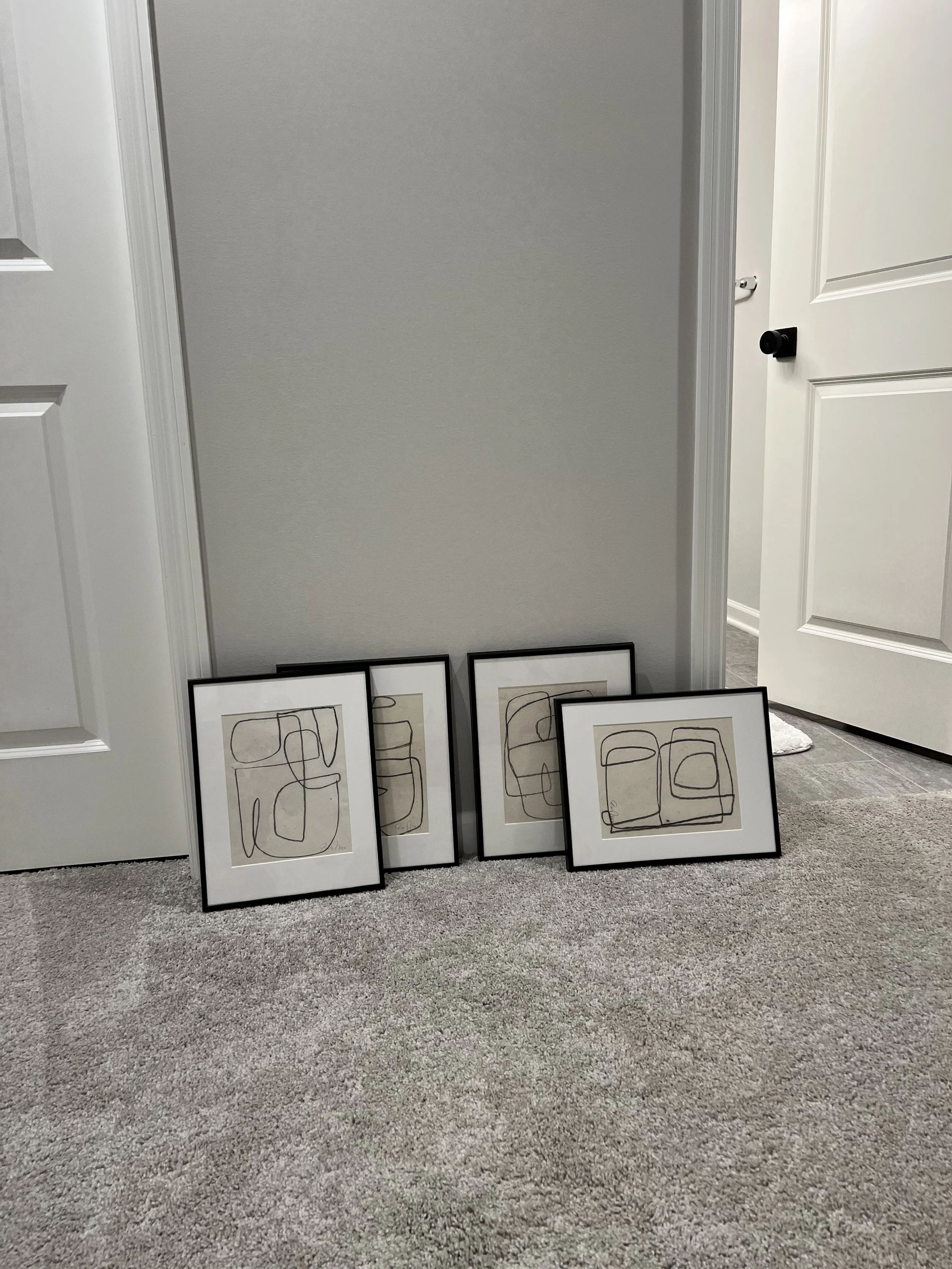 staging collage for mounting and hanging in hallway