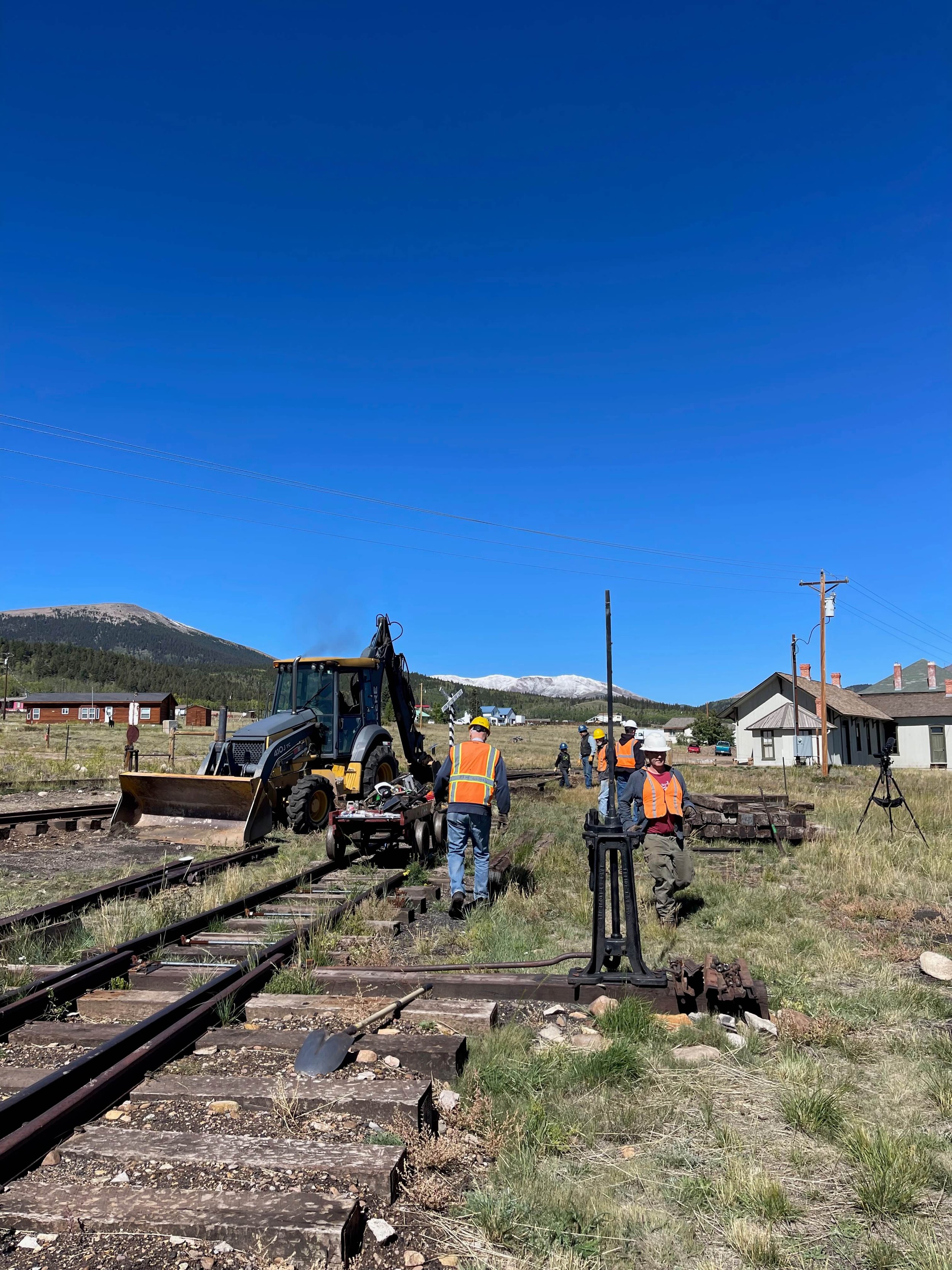  The track crew worked diligently throughout the day.  