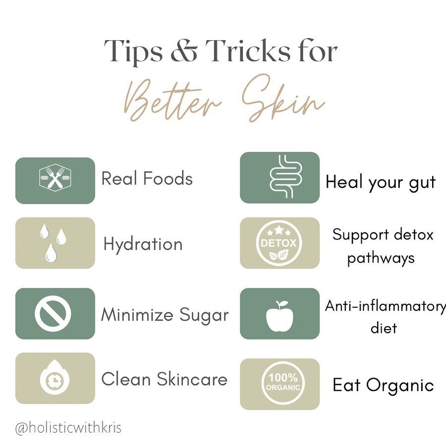 Skin conditions can be extremely complex issues to treat, but what is happening to your skin can be a result of what is happening inside your body.&nbsp;&nbsp;Healthy, beautiful skin really does come from within! 

Here are some tips and tricks to he