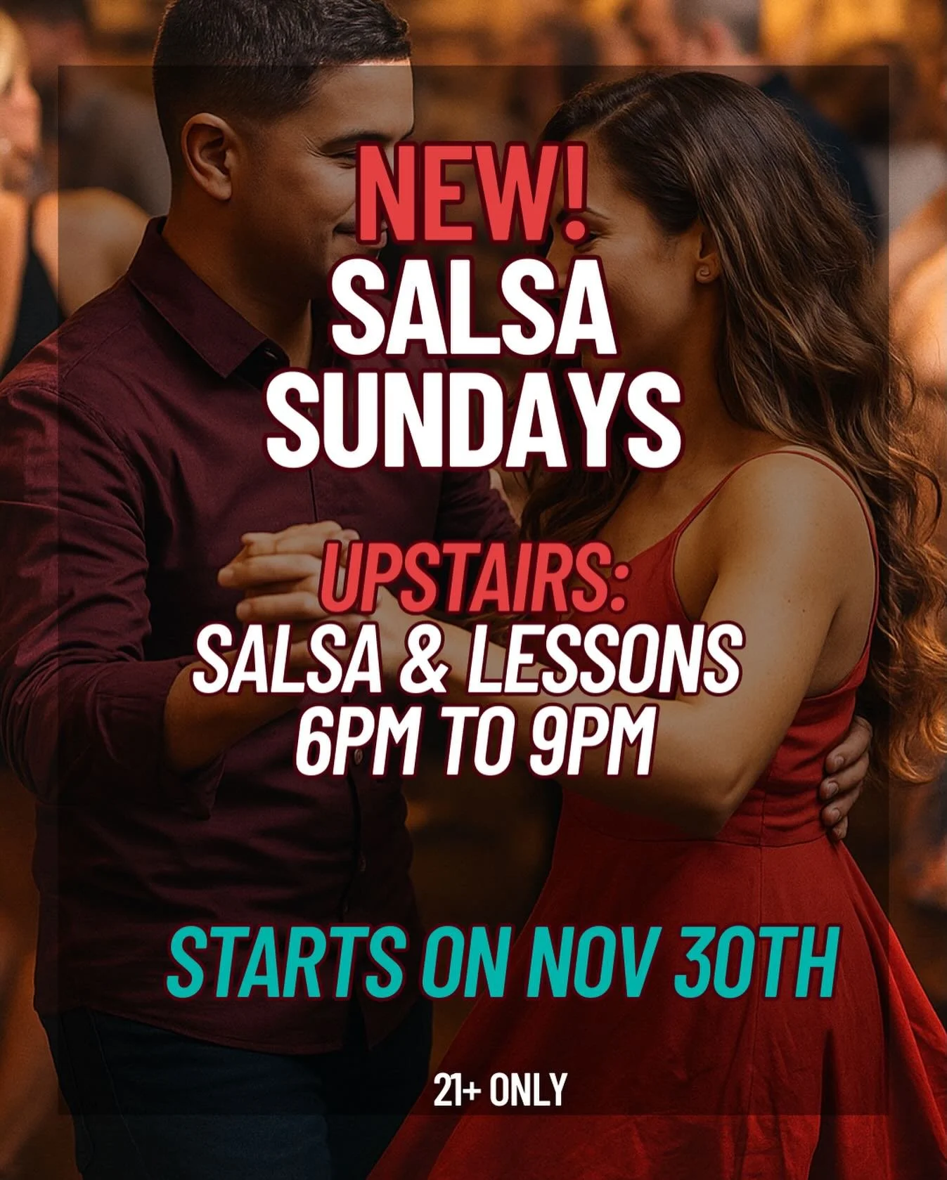FIRST SALSA SUNDAY ON NOVEMBER 30 💃

That means the last all ages line dancing Sunday will be on November 23rd so be sure to come before it&rsquo;s too late

#bourbonhighway #salsa #salsadancing #salsasunday #walnutcreek #downtownwalnutcreek #bayare