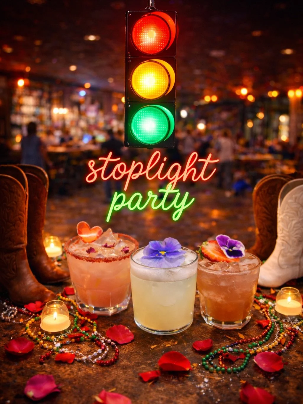 STOPLIGHT PARTY TOMORROW (2/13)!🚦🎉💘

💚Single - Green , 💛Yellow - Try Me, ❤️Red - Taken 

Starts at 8 PM. $10 cash cover to enter. Must be 21+

On Valentines Day (2/14) Special Notice: BOGO half off cocktails will be from 4 pm to 8 pm. 

#stoplig