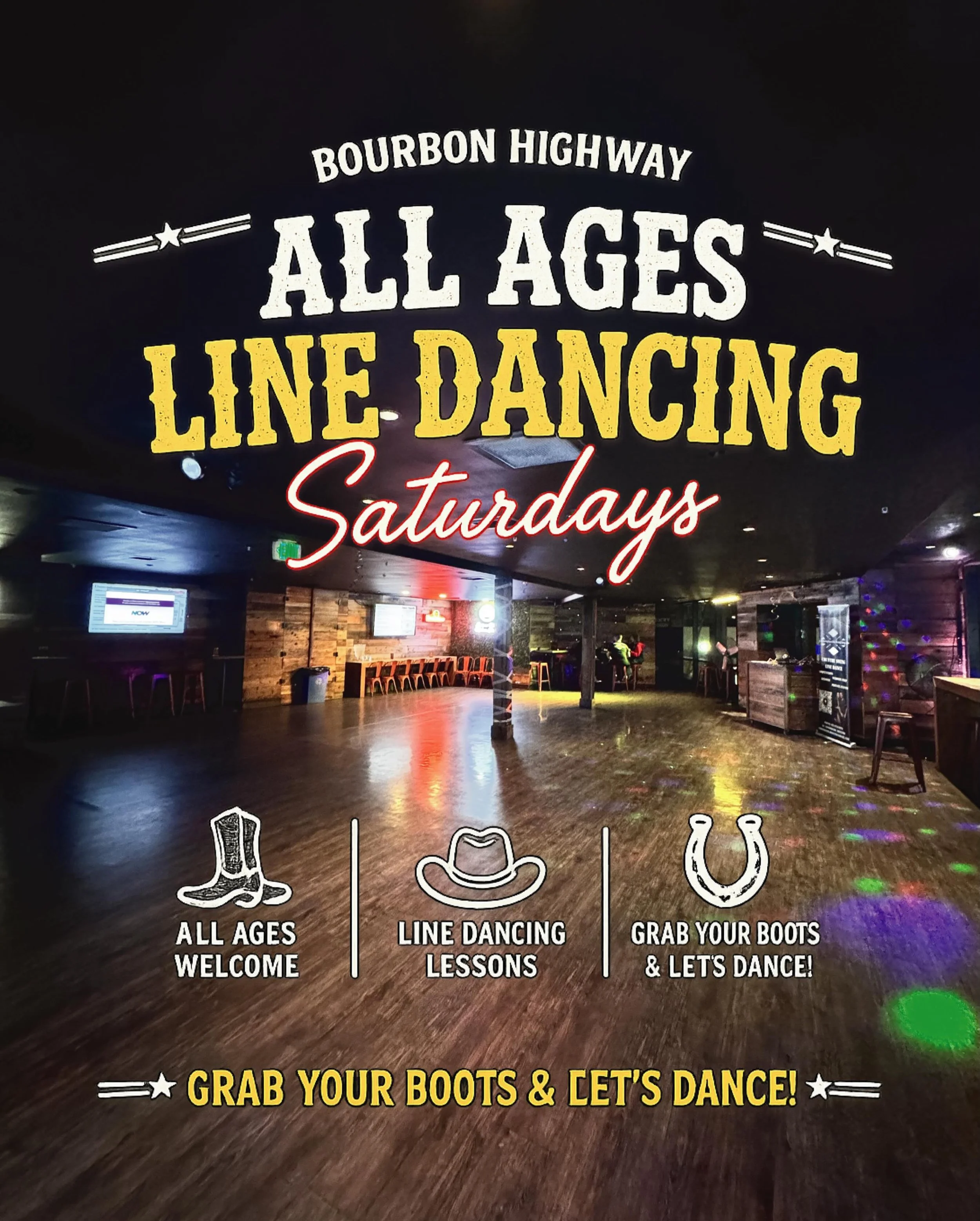 👢 Left feet are welcome here. All Ages Line Dancing every Saturday at Bourbon Highway! lessons, music, and a dance floor that doesn&rsquo;t judge. Bring the whole crew. 🤠

📍 Bourbon Highway, Walnut Creek
🔗 Link in bio
#LineDancing #WalnutCreek #B