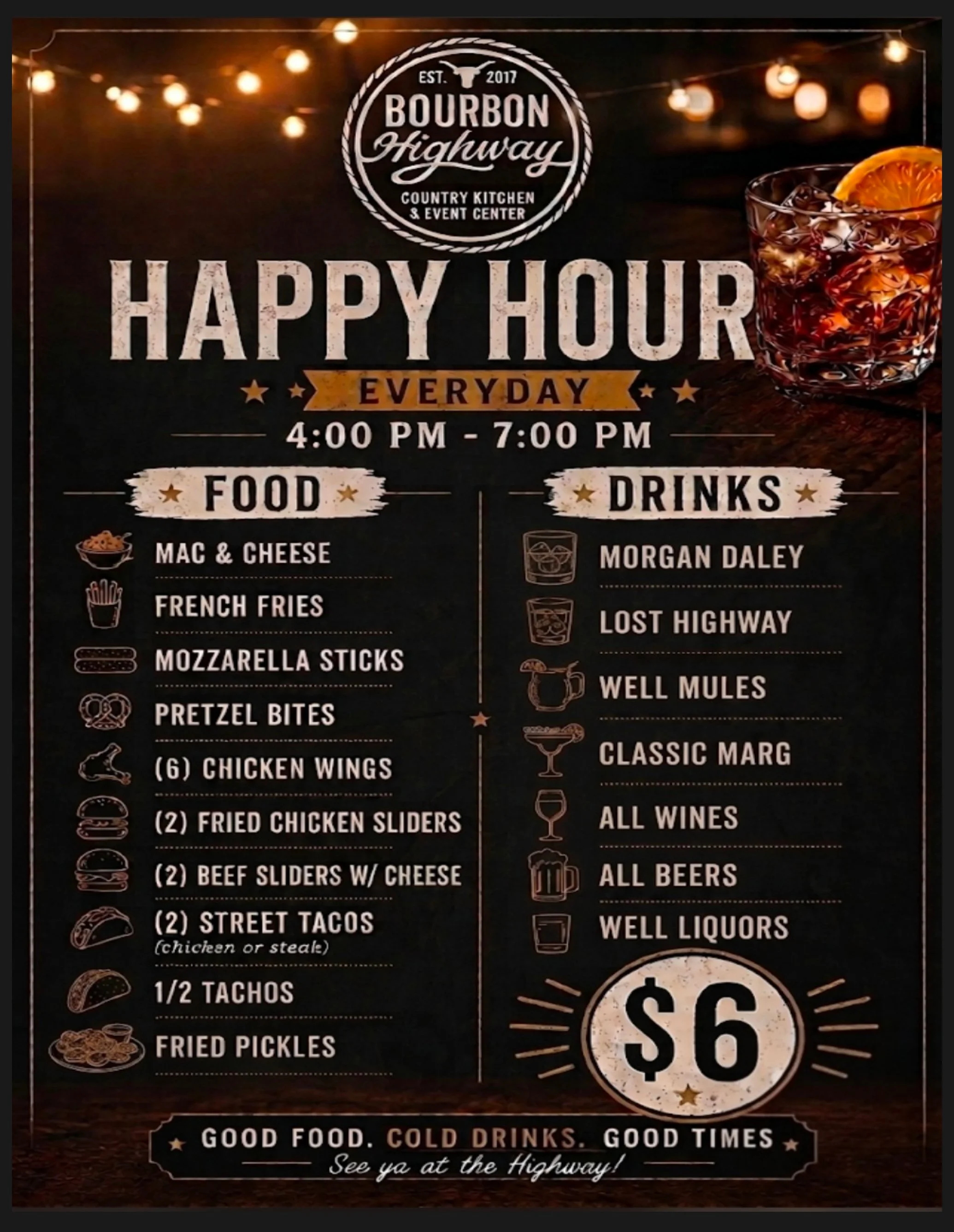 Walnut Creek happy hour at Bourbon Highway