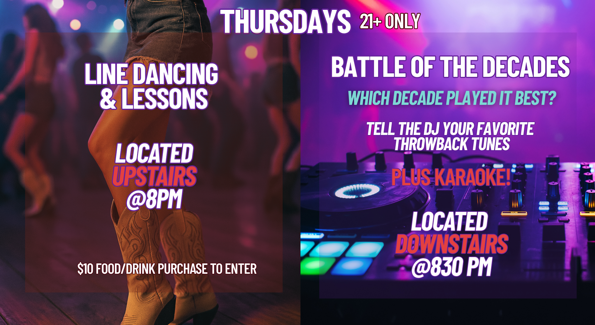 Thursdays at Bourbon Highway Line Dancing Lessons and DJ with Throwback RnB, HipHop, 90s 2000s Music Playing and Dancing