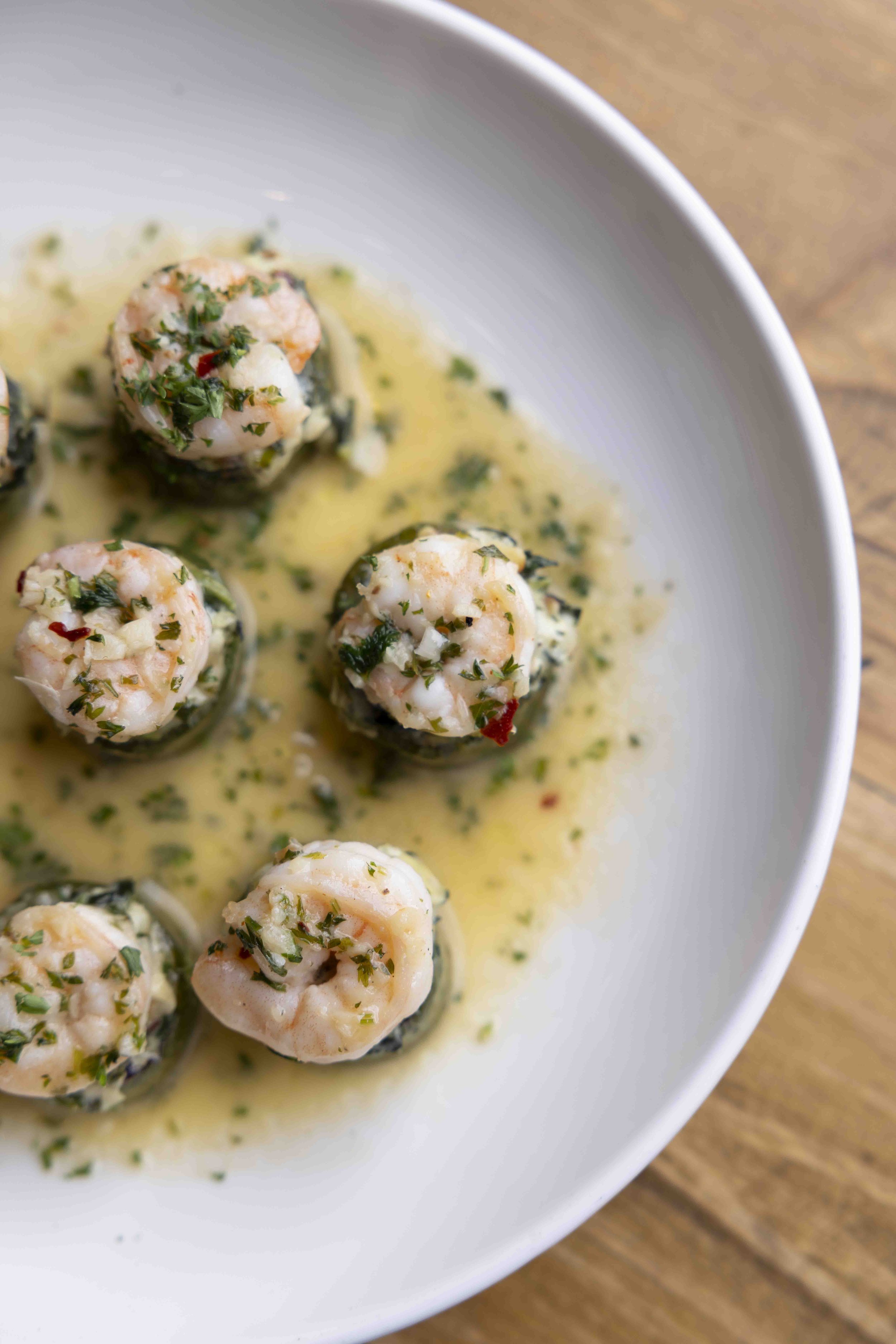 Photo by Chris Thurman, jalapenos topped with shrimp and delicious cream sauce