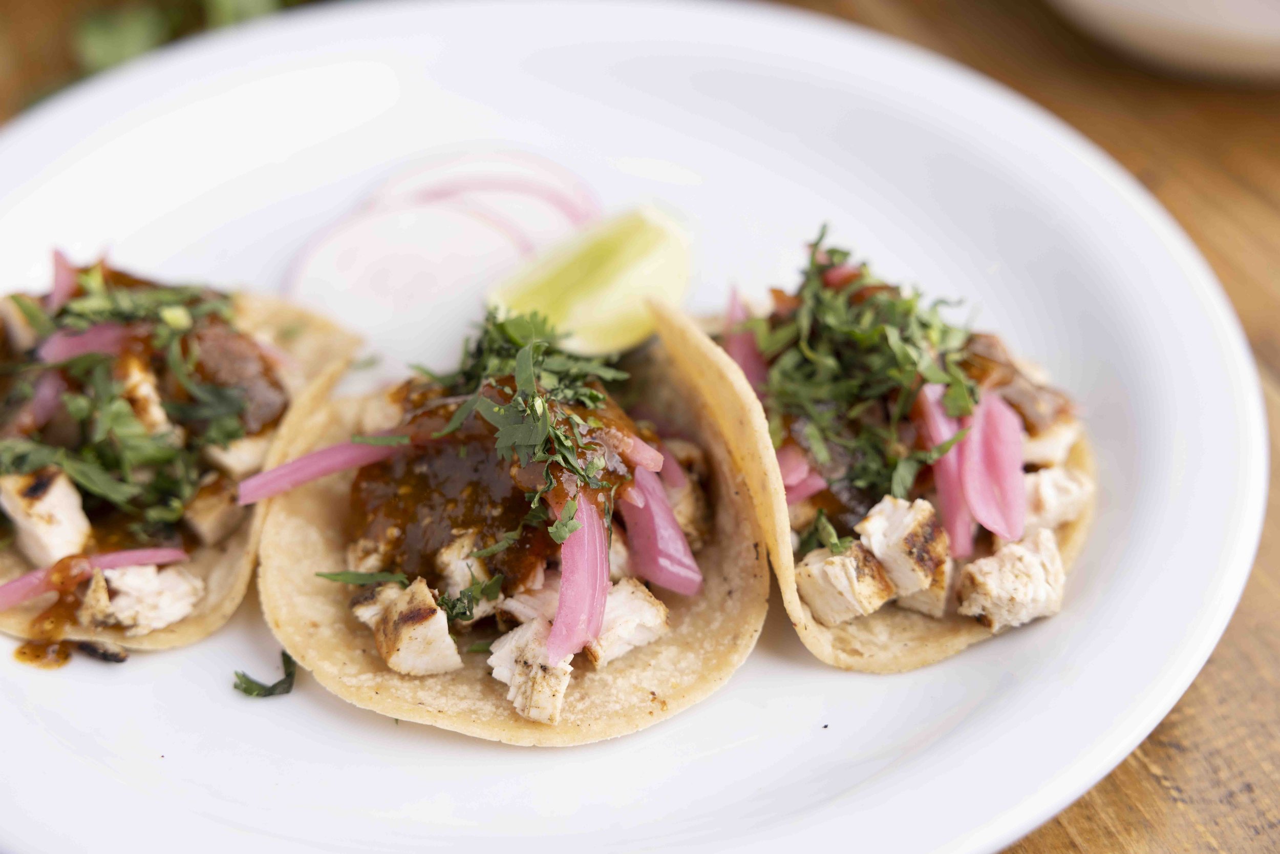 Photo by Chris Thurman, chicken steet tacos but elevated and delicious