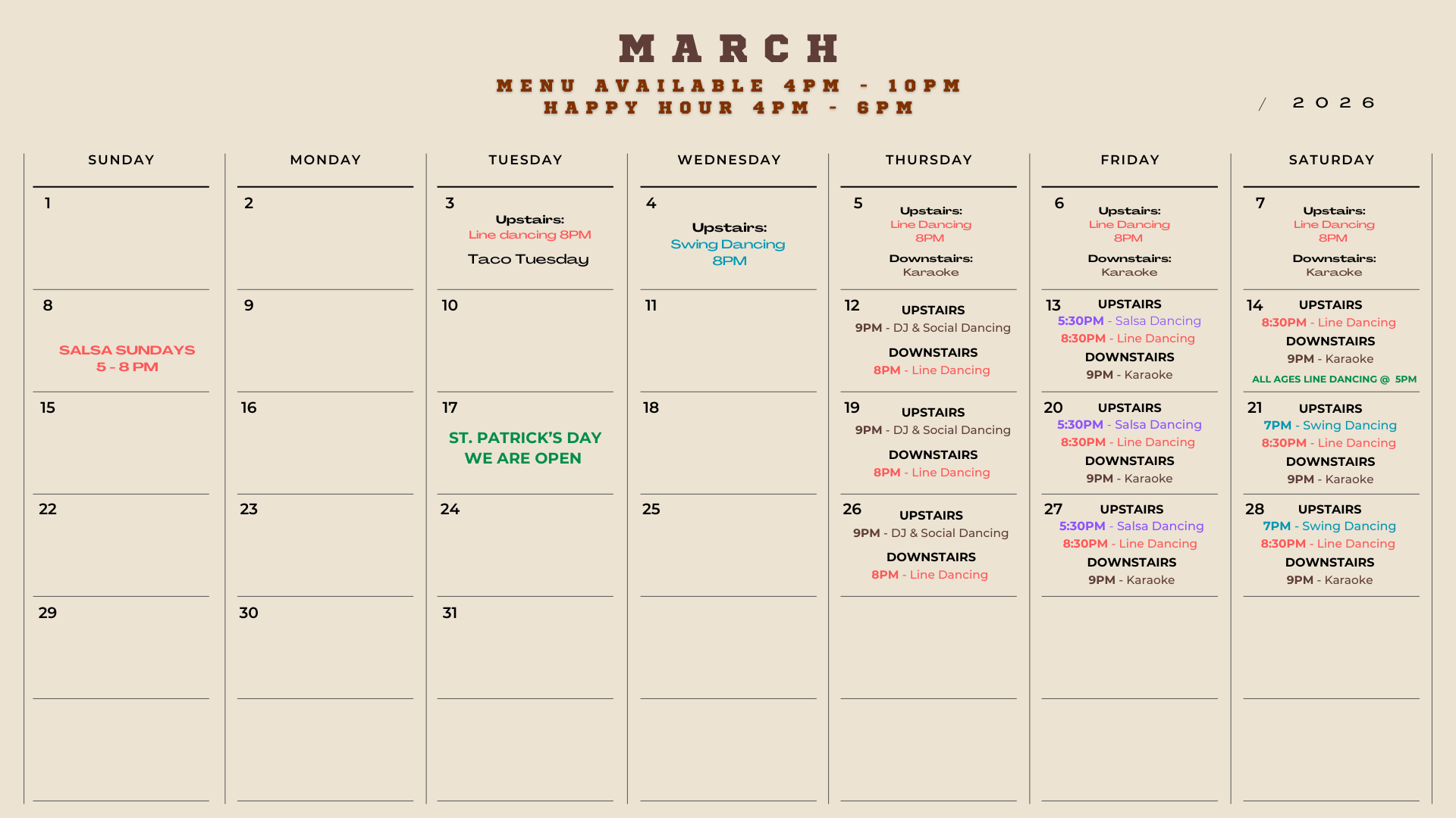 March Calendar