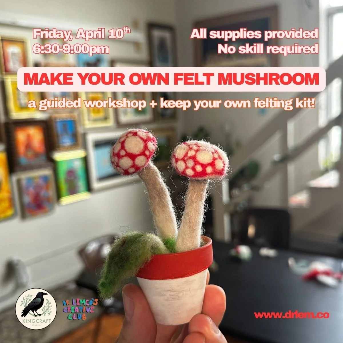 Make Your Own Felt Mushroom  || A Guided Felting Workshop + Take-Home Kit