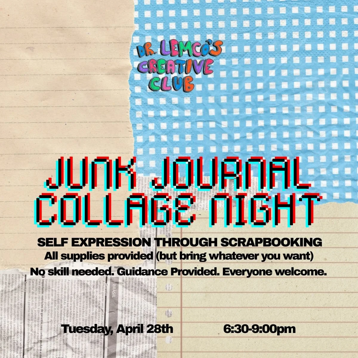 Junk Journal Collage Night: Self Expression Through Scrapbooking