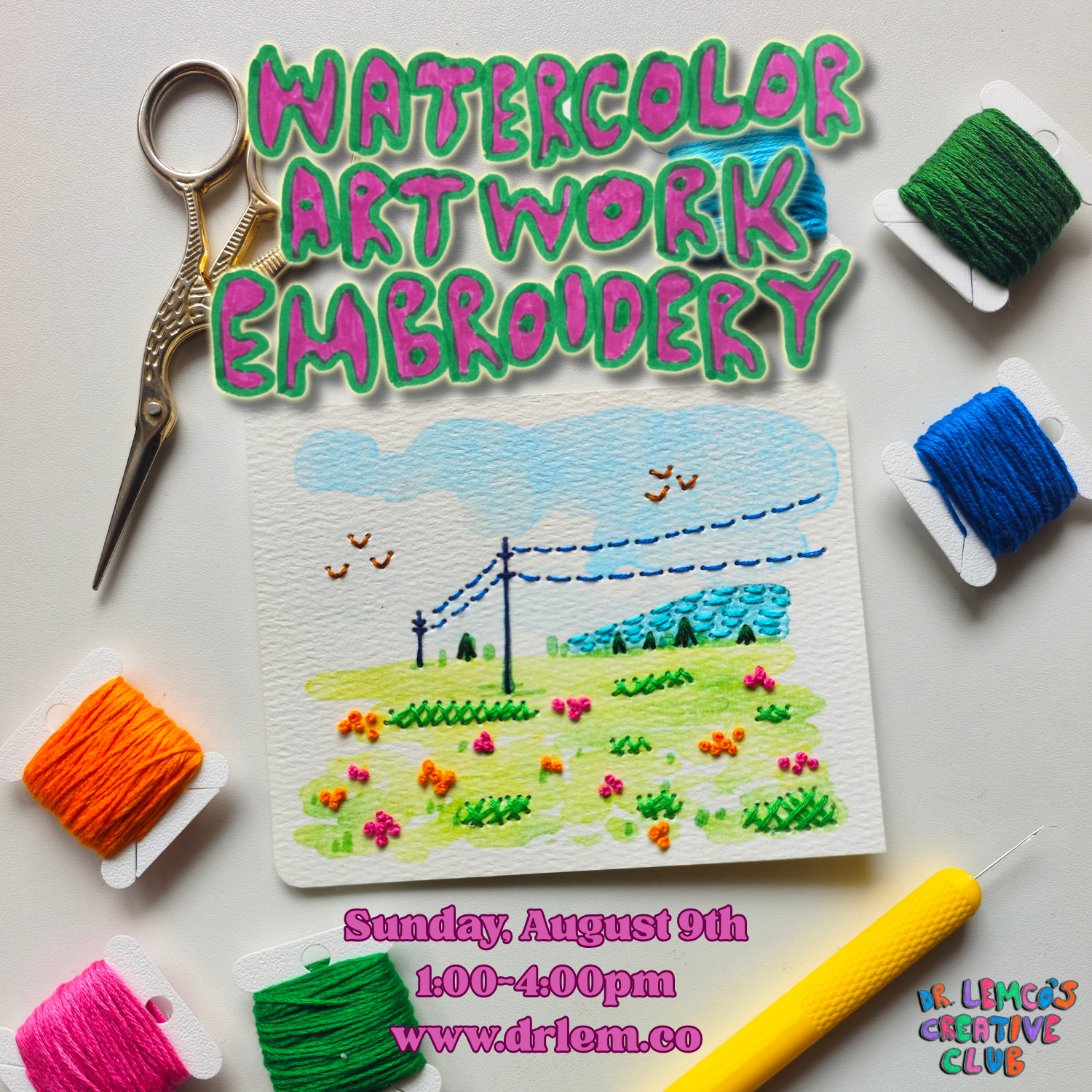 Watercolor Artwork Embroidery Workshop