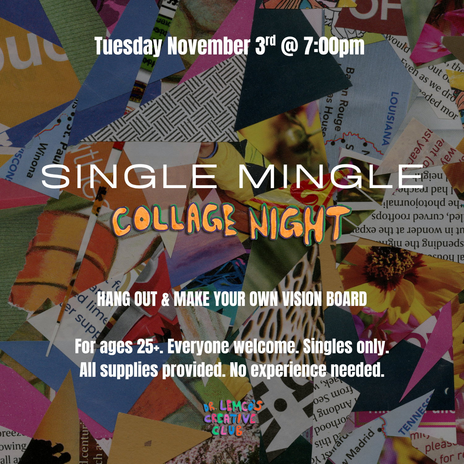 Single Mingle Collage Night | Hang Out & Make Your Own Vision Board