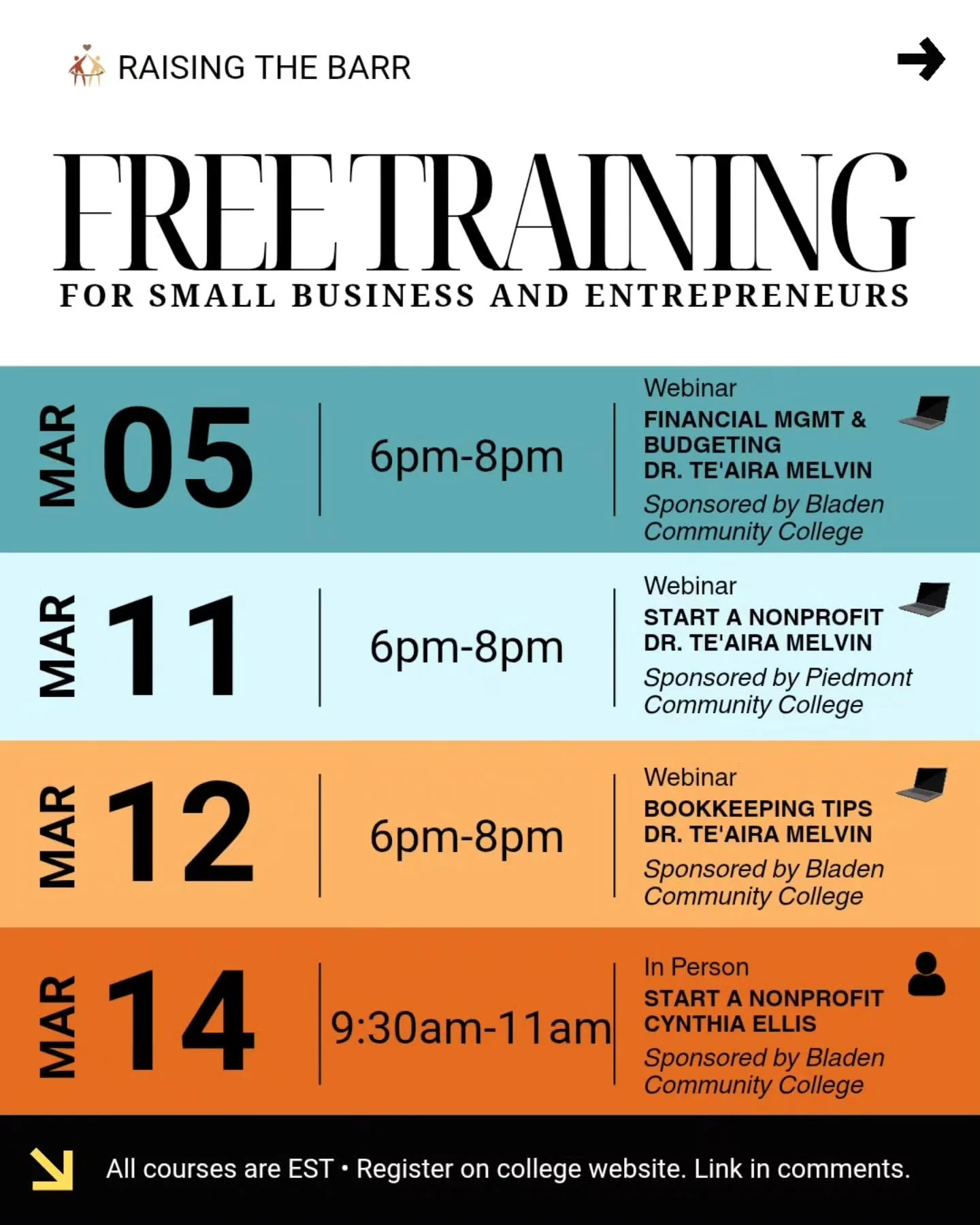 Registration link in highlights and comments. Sign up for free training before they fill up. Limited seats