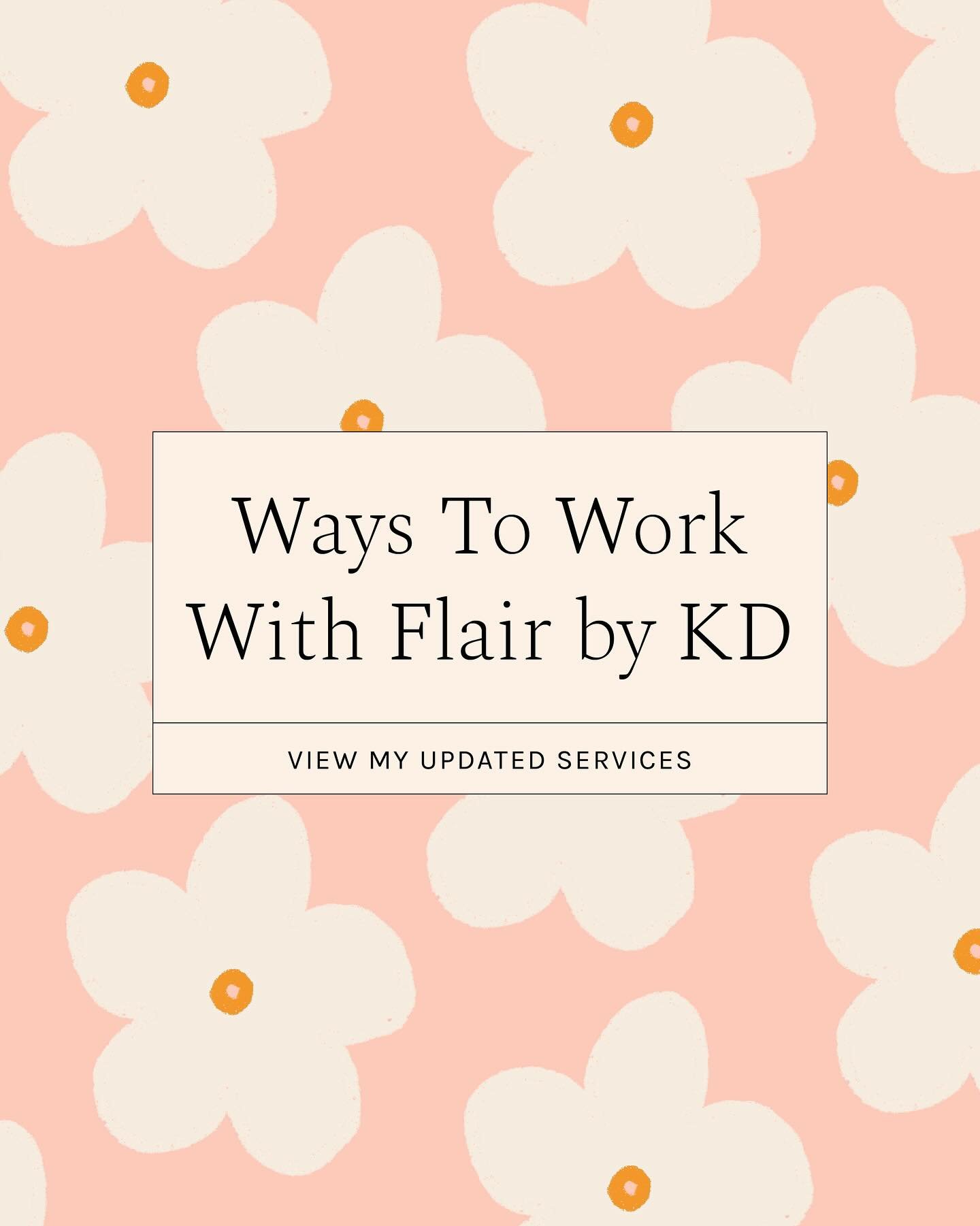 NEWLY UPDATED SERVICES!! 🤠

With being a full time mom and a business owner, my services have *slightly* been updated to accommodate my clients to the fullest AND being home with a baby. 

In full transparency, I&rsquo;ve extended timelines of proje