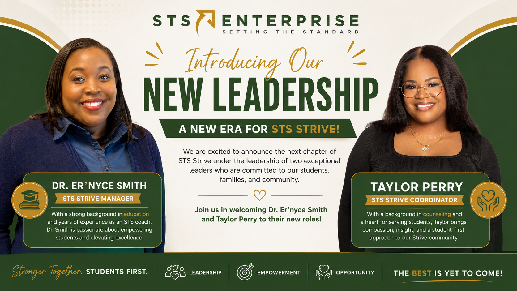 Welcome Our New STS Strive Leadership Team