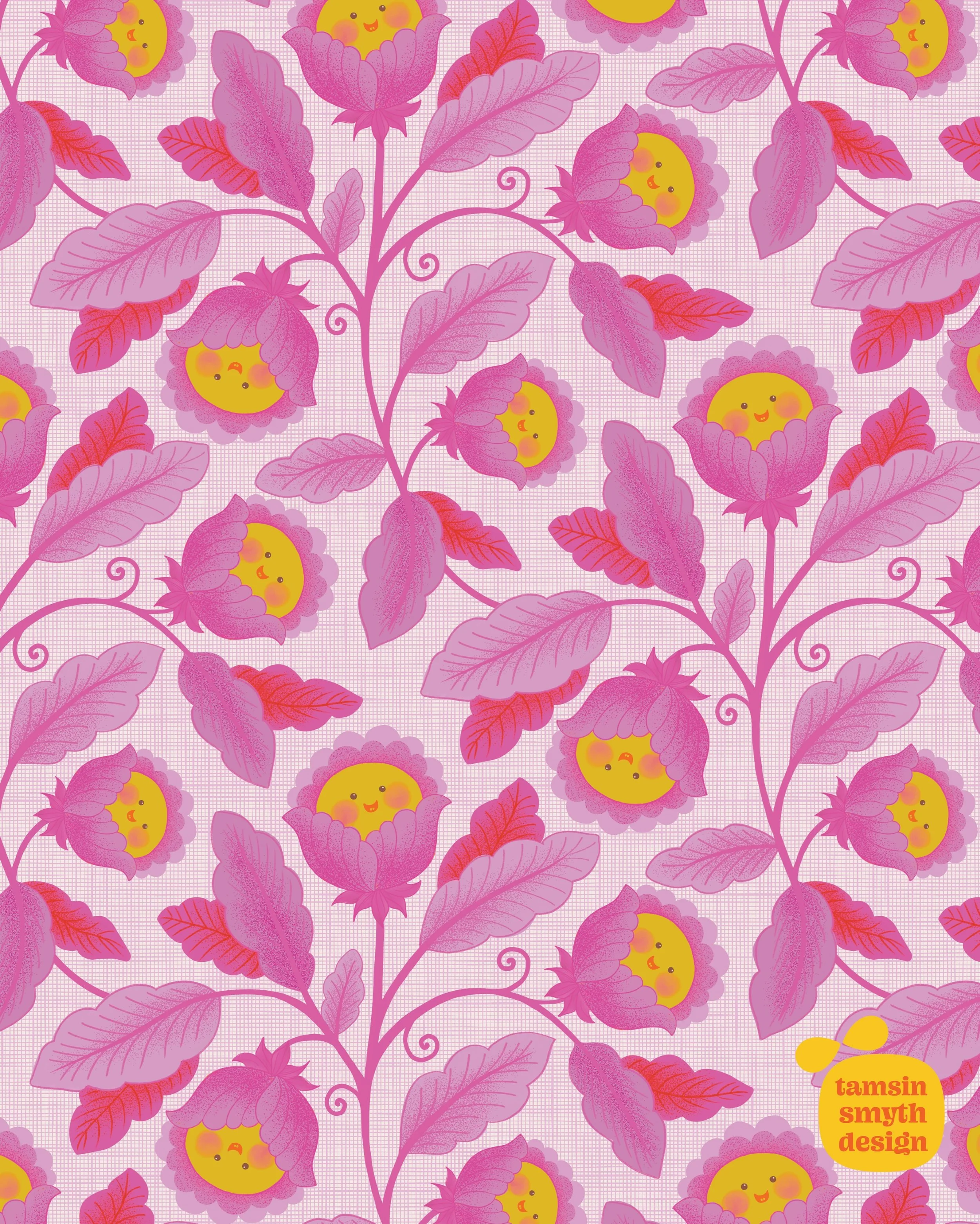 Just a little cuteness pattern therapy. Baby Buds in pink and mauve. #procreate #handdrawn #surfacepattern #kuwaii #cute