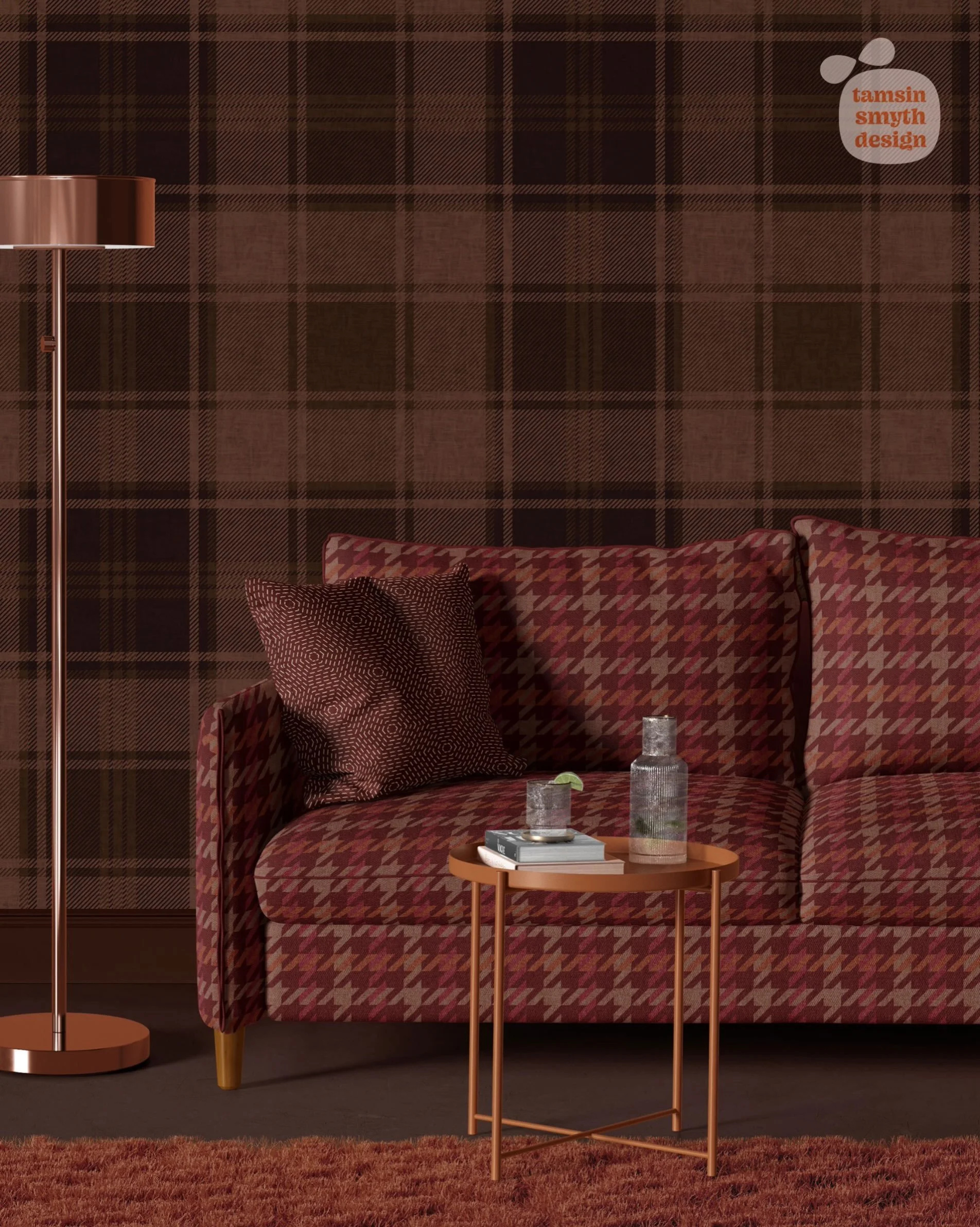 Mmmmmmoooody oxblood and chocolate, herringbone and plaid. It&rsquo;s giving me club vibes. My entry into the &lsquo;Elevated Classics&rsquo; design challenge. The herringbone that is. Mockup thanks to @creatsyofficial #spoonflowerchallenge #herringb