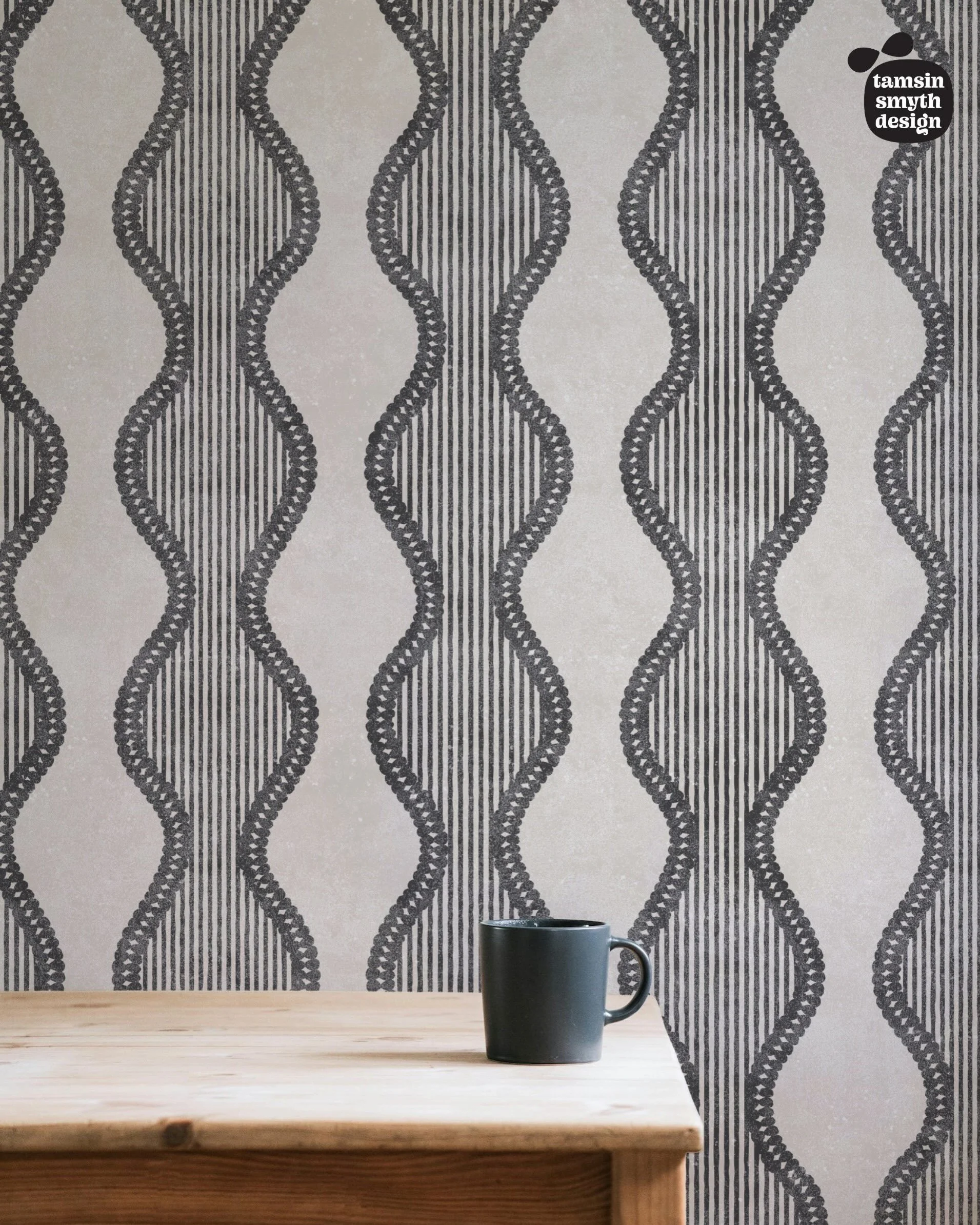 Artisan Block Print Vertical Wave Stripe designs kept me sane this week. A nod to the 70&rsquo;s inspired block print created last year, but with a folk twist. Fabric decor and wallpaper available via the linkie. #spoonflowerfabric #spoonflower #bloc