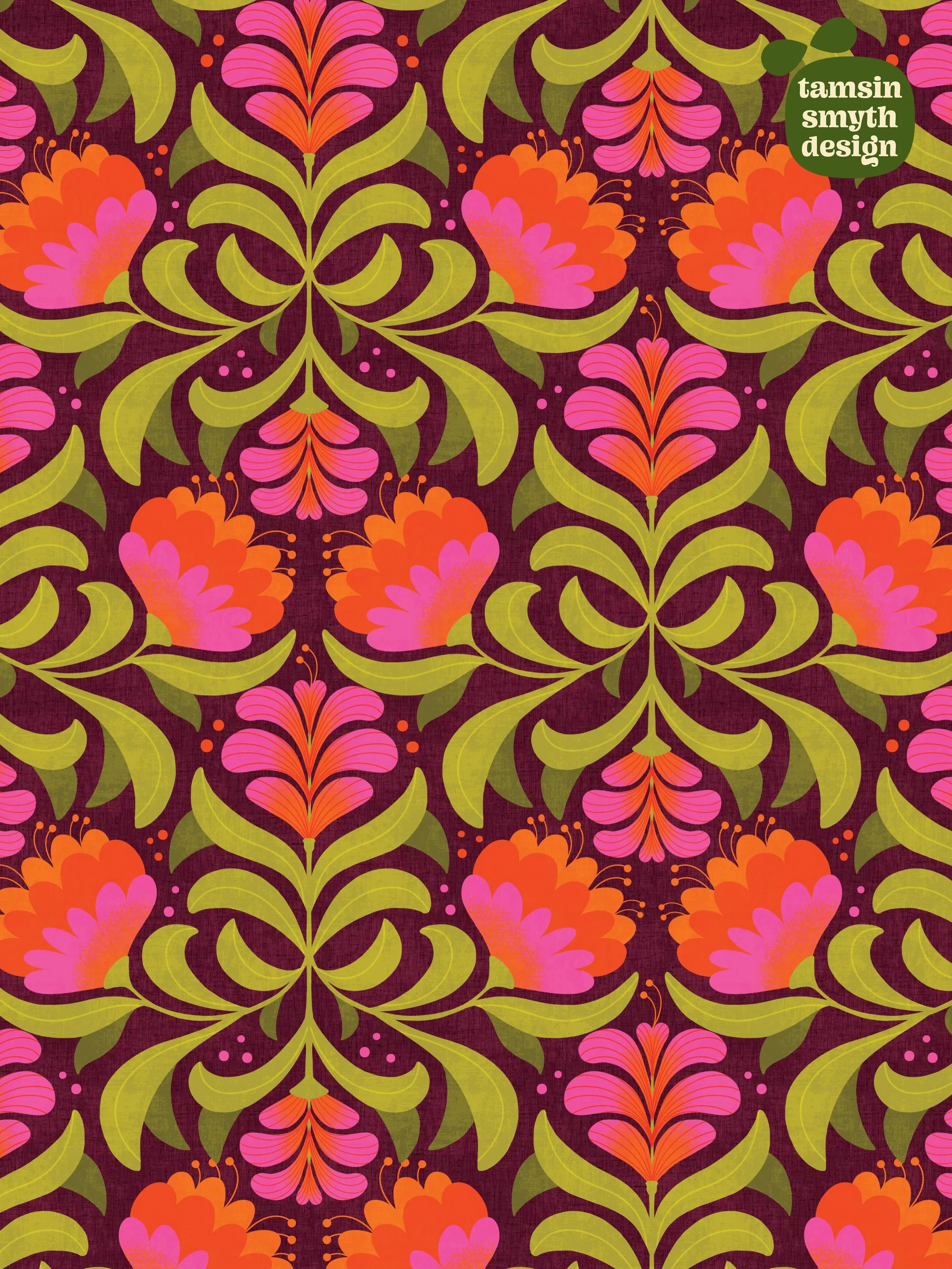 Hothouse folk floral pattern for some maximal colour nourishment. 🌺 #patternplay #floral #maximalism #dopaminedecor #surfacepattern