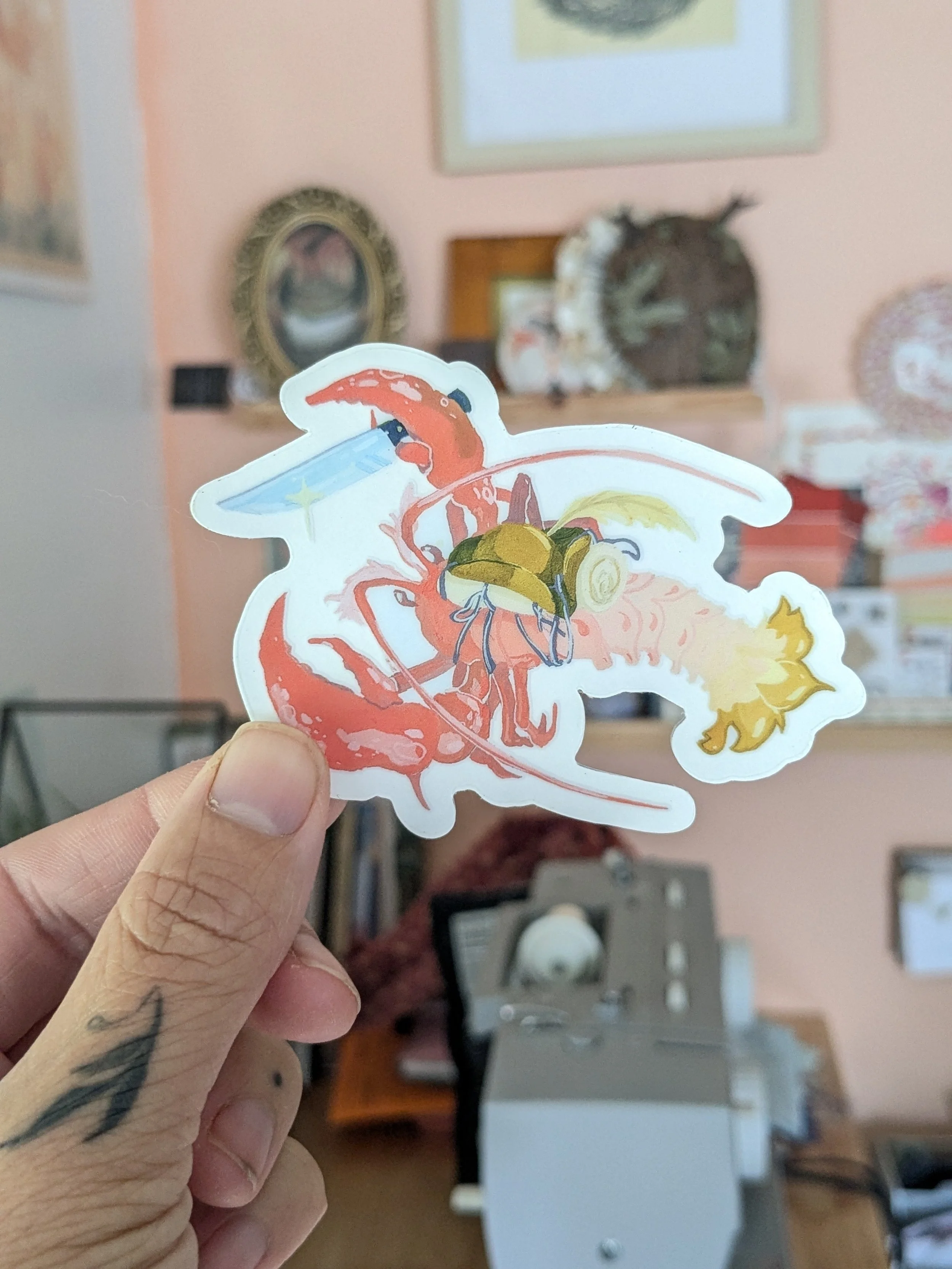 swashbuckling lobster sticker