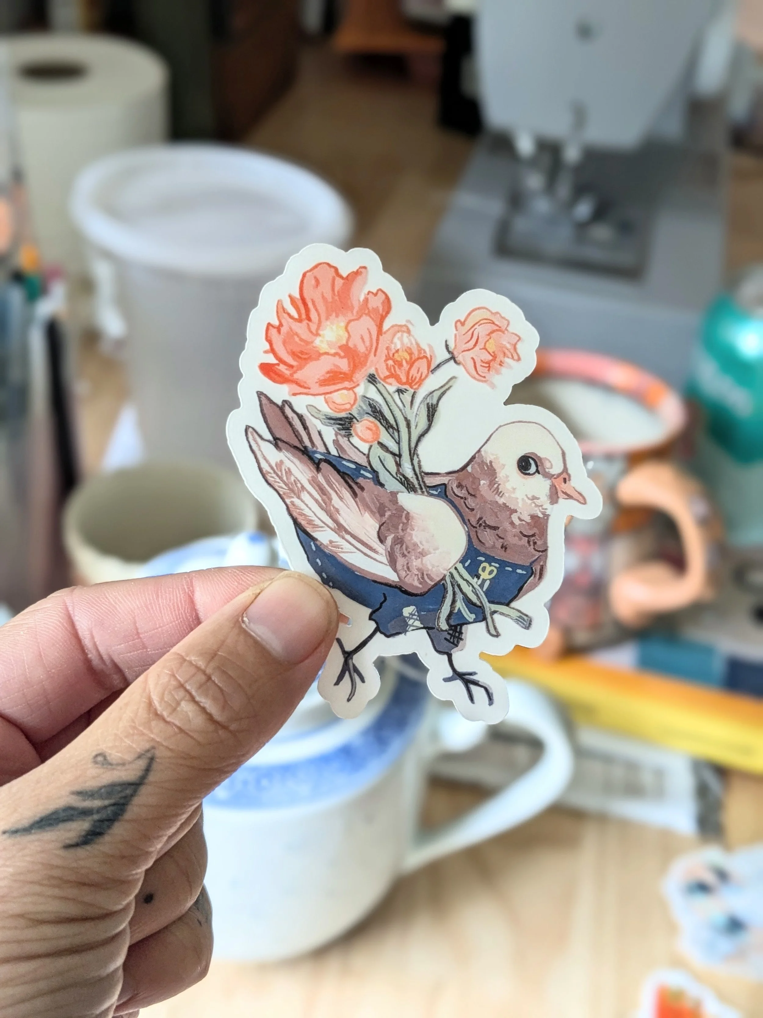 pugsly the peony farmer sticker