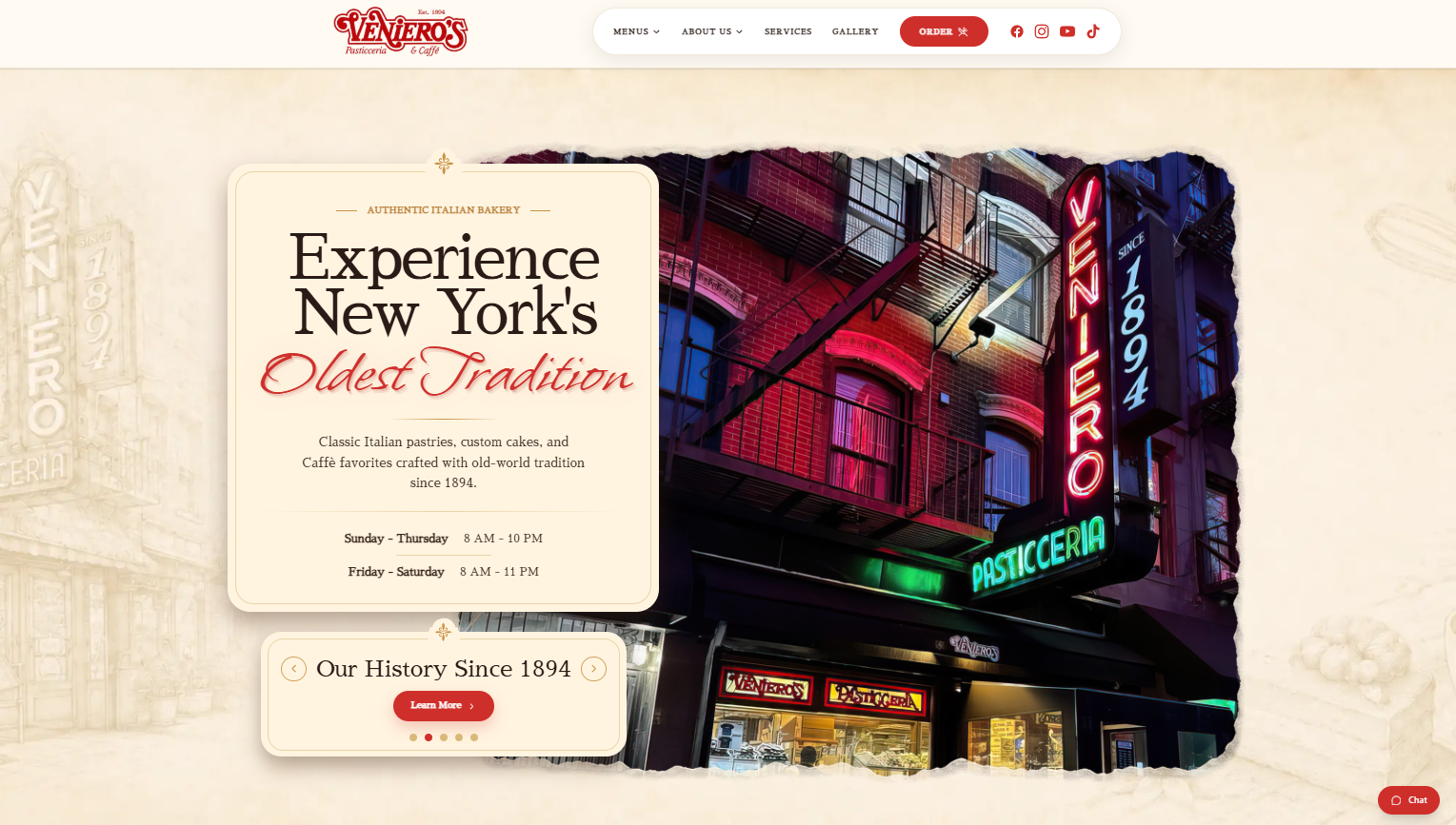 Veniero's Pasticceria & Caffe - Web Design