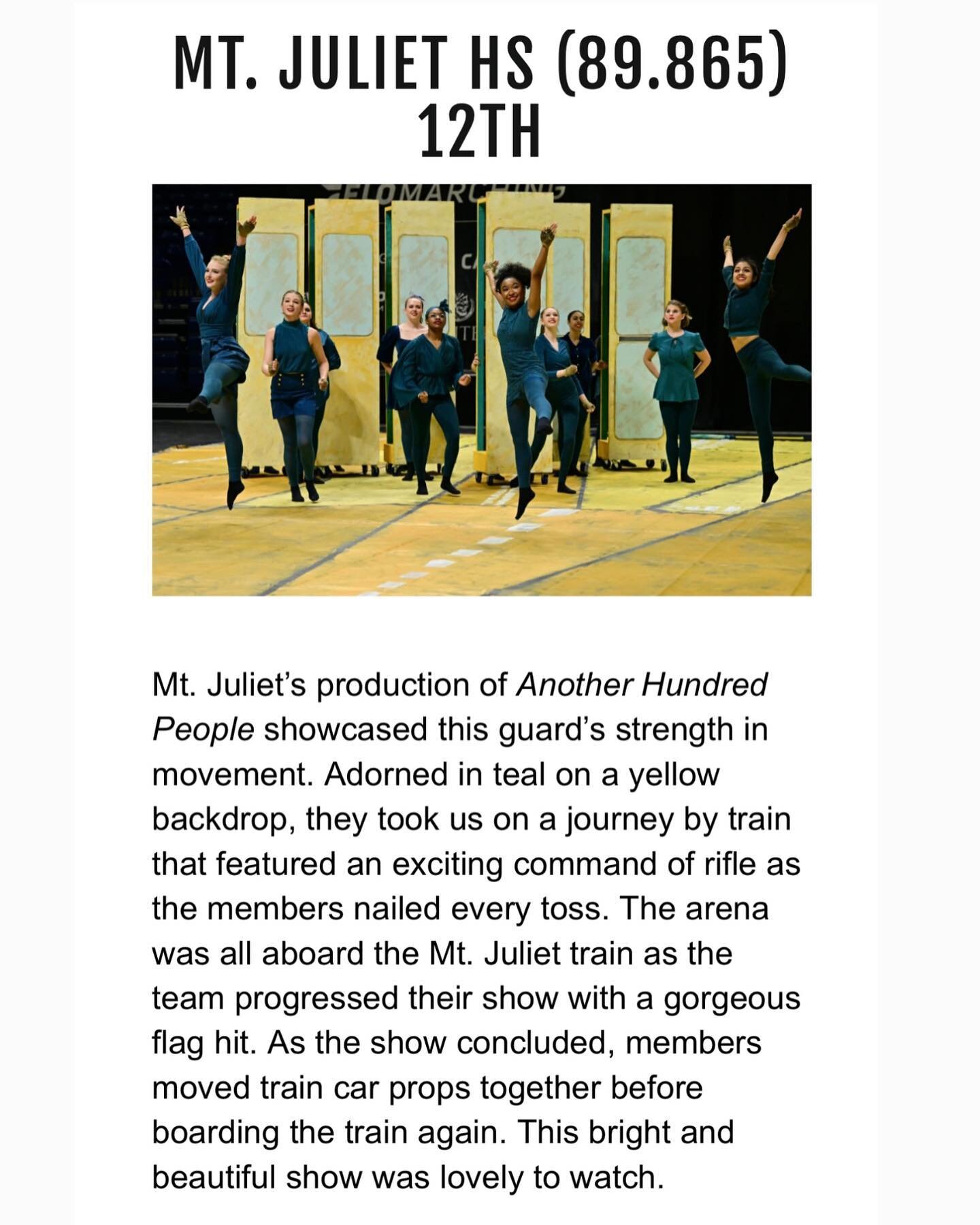 Huge congratulations to the @mtjulietcolorguard for their incredible season! Here&rsquo;s a well-written recap of their show and last performance in Finals at WGI World Championships. We couldn&rsquo;t be prouder of these young ladies!!!