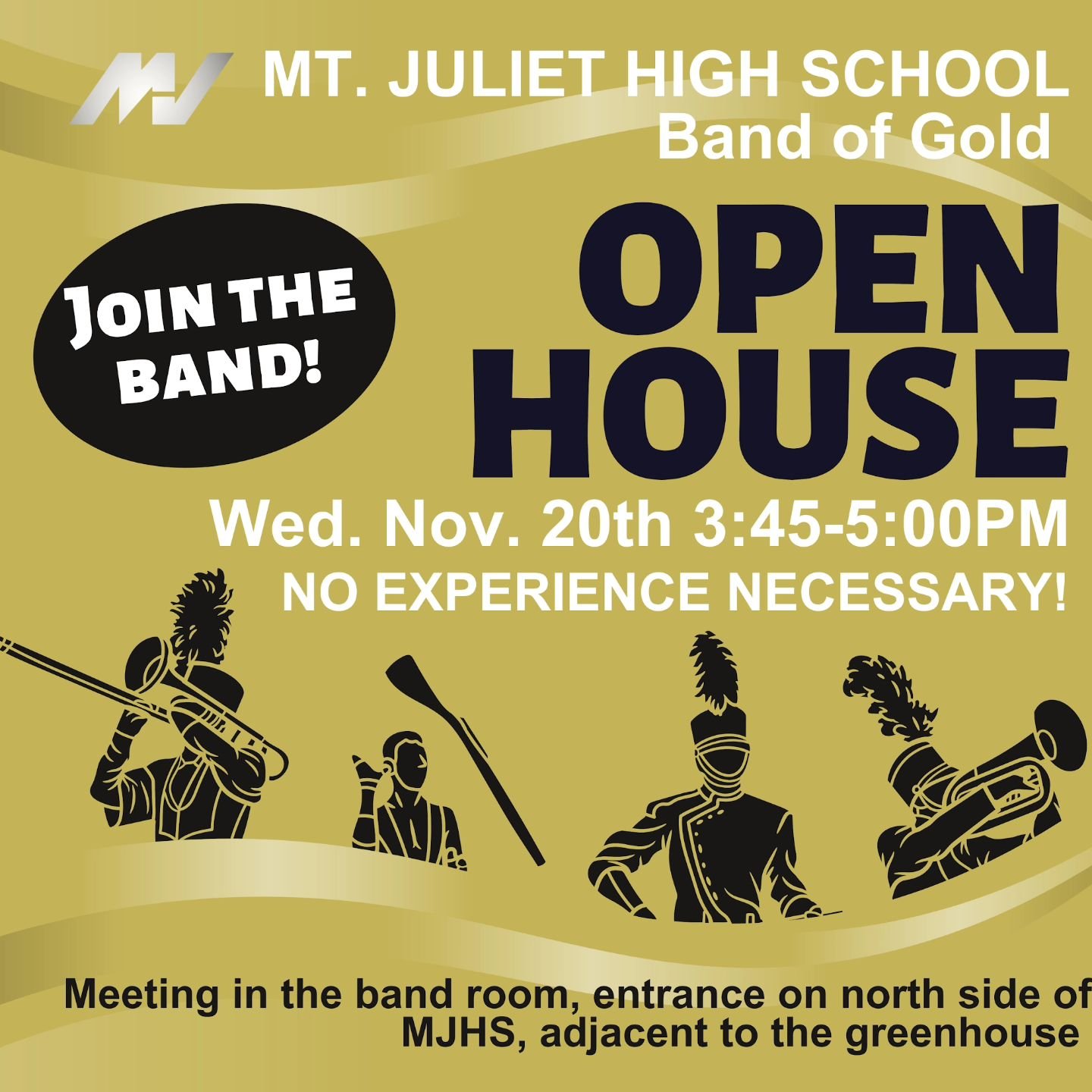 Have you ever thought about joining the MJHS Band of Gold? Are you curious about what opportunities are available, but not quite sure where to start? 

Come see why MJ Band of Gold is one of the most coveted programs to be&nbsp;a part&nbsp;of and how