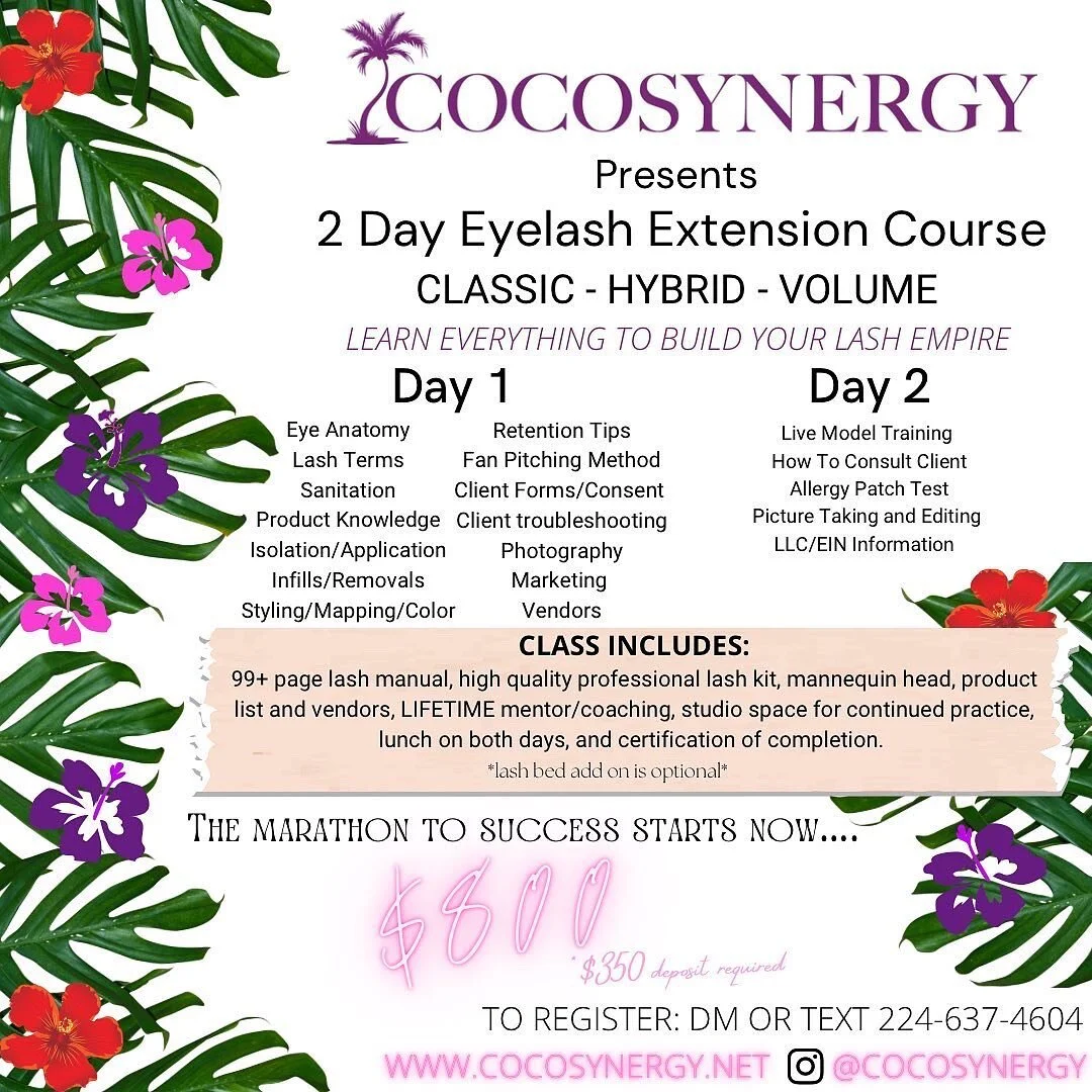 Don’t forget ! I offer ONE ON ONE 2 day lash courses! 
If you’re looking for a new career or hobby, this is a great start! It’s time to invest in yourself! Perfect for making your own schedule and getting back into your life. My cl