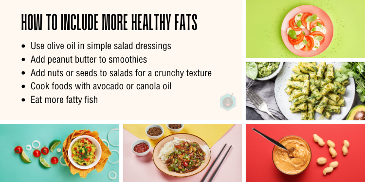 Including healthy fats can help manage inflammation and cholesterol levels. Unsaturated fats are found in foods like nuts, avocados, and fish. Eating these types of fats as part of a balanced diet can help to improve overall health.