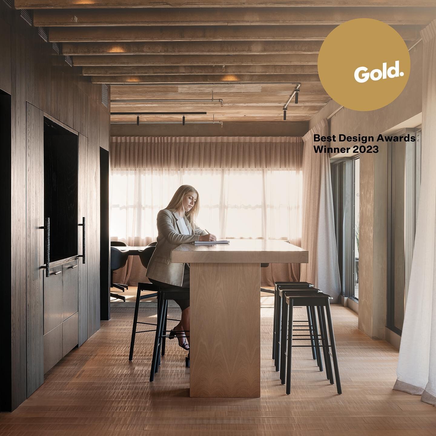 🏆 We're delighted to see that our Auckland office space took home a Gold Pin at the @designersnz @bestdesignawards 2023 in the Spatial &mdash; Workplace Environments category. This award is a testament to the wonderful work by the talented team at @