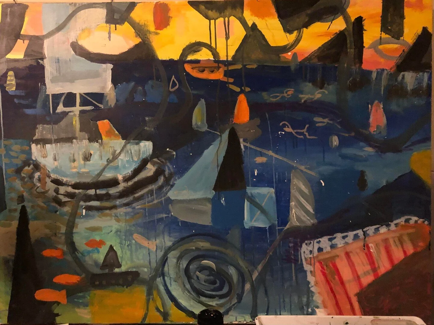 Work in progress. Sticking with the naughtical themes. #art #artgallery #artgalleries #instaart #artoftheday #artlover #bluethumbartist #naughtical #naughticalart #seaart #boatart #boats #art2life #art2lifeacademy #art2lifeacademy #sailingart