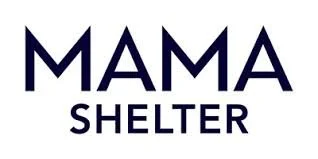 Logo of MAMA Shelter with bold black text