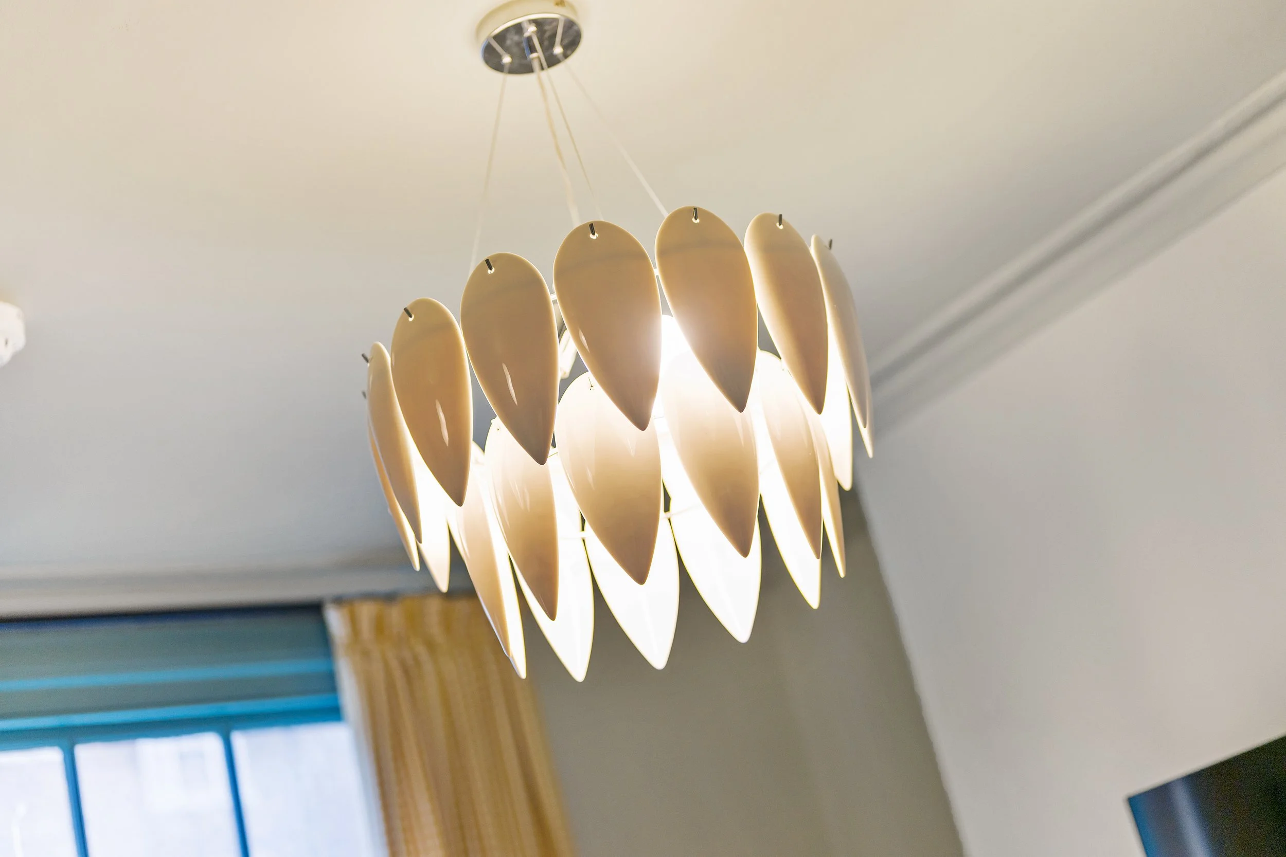 ceramic pendant light by dar lighting hung in a georgian town house in liverpool