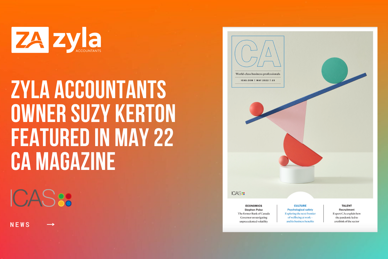 Suzy Kerton, founder of Zyla Accountants featured in CA Magazine