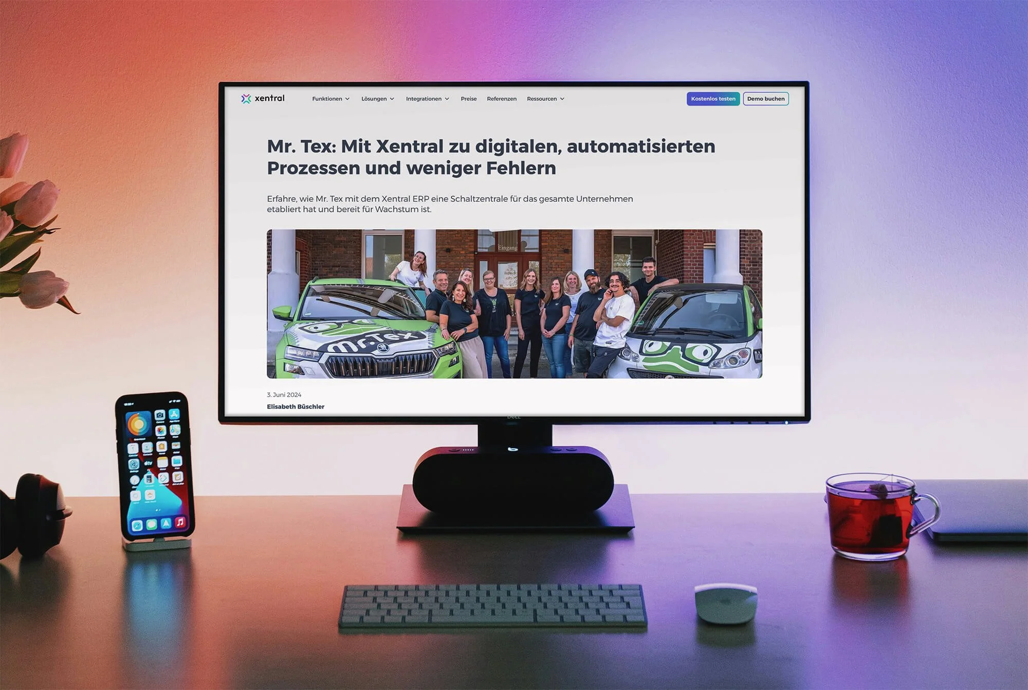 Mockup zeigt Screenshot der Kundenwebsite