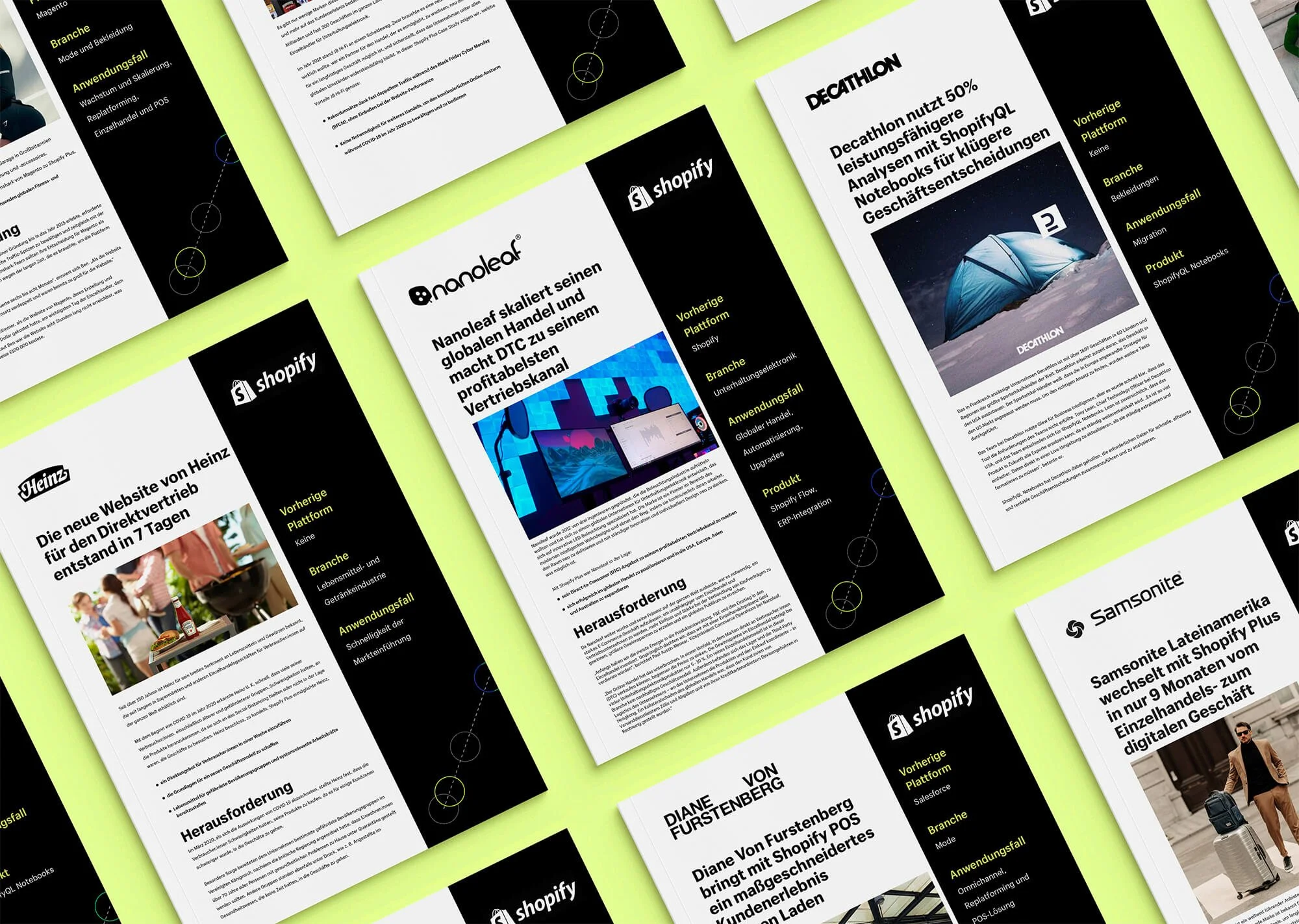 Mockup zeigt eine Sammlung von gedruckten Case Studies