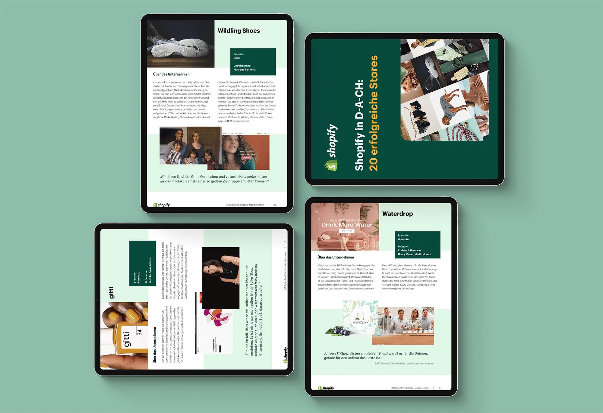 Mockup zeigt Case Studies auf Tablets