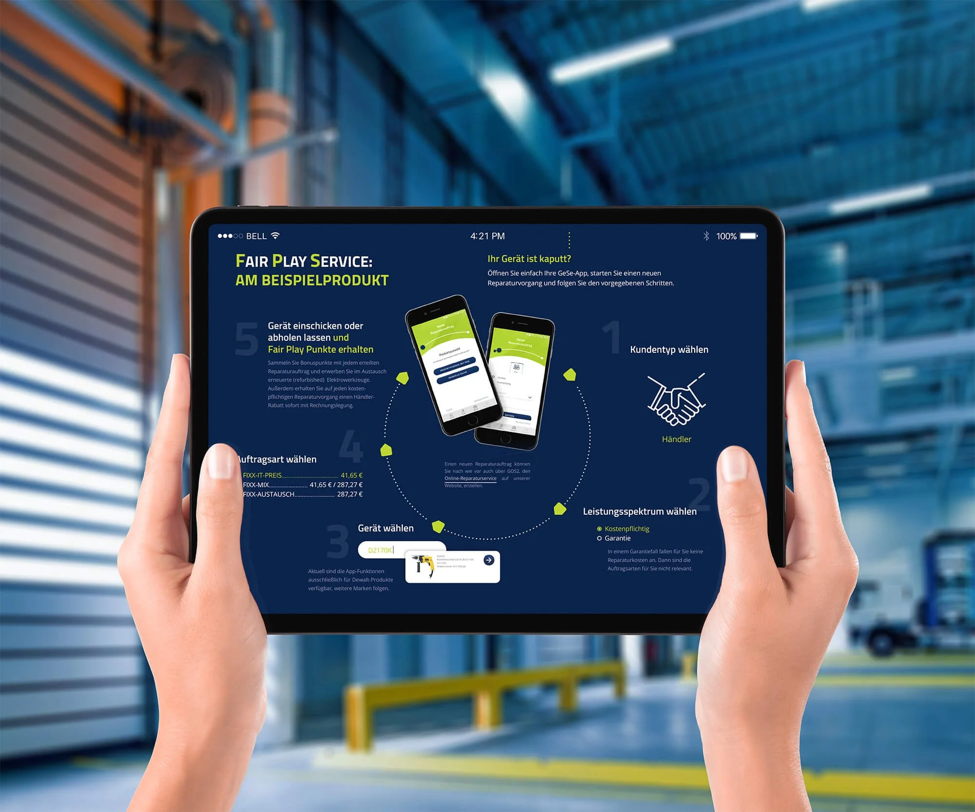 Hände halten ein Tablet auf dem ein Whitepaper von GeSe geöffnet ist.