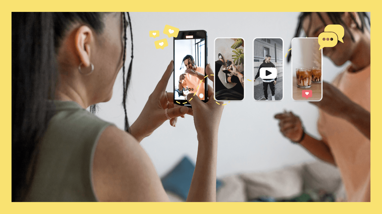 Eine Person filmt eine andere Person mit dem Smartphone für Social Media.