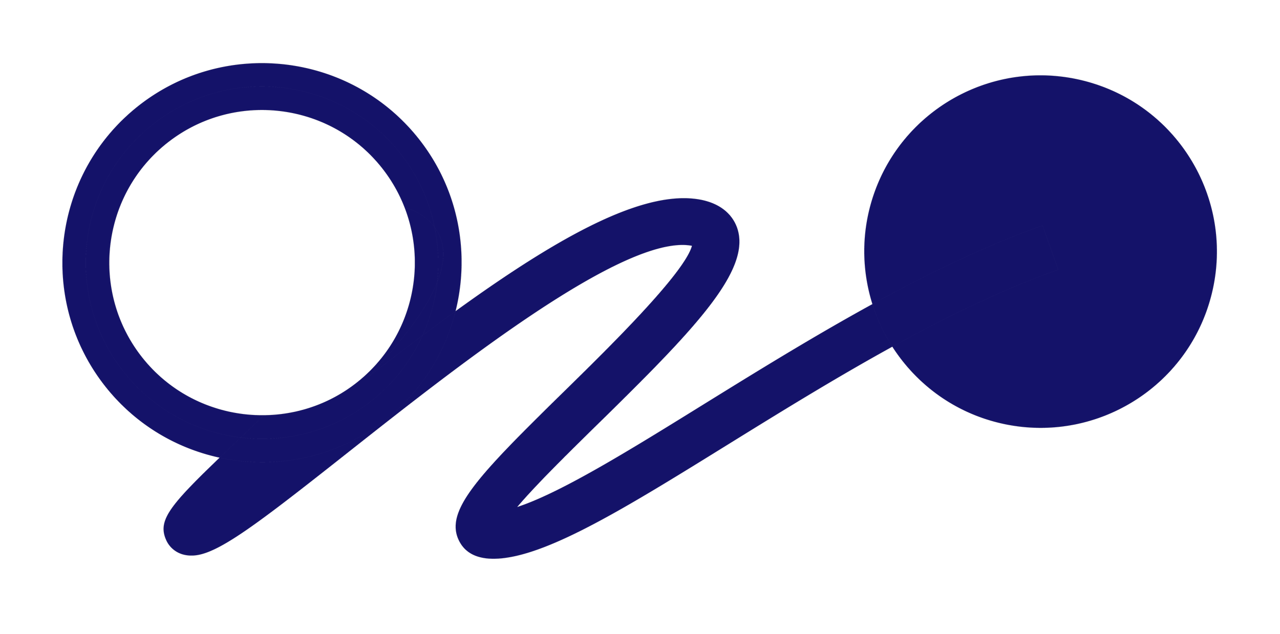 Stylized logo with intertwined navy blue letter Q and a circle on a black background.