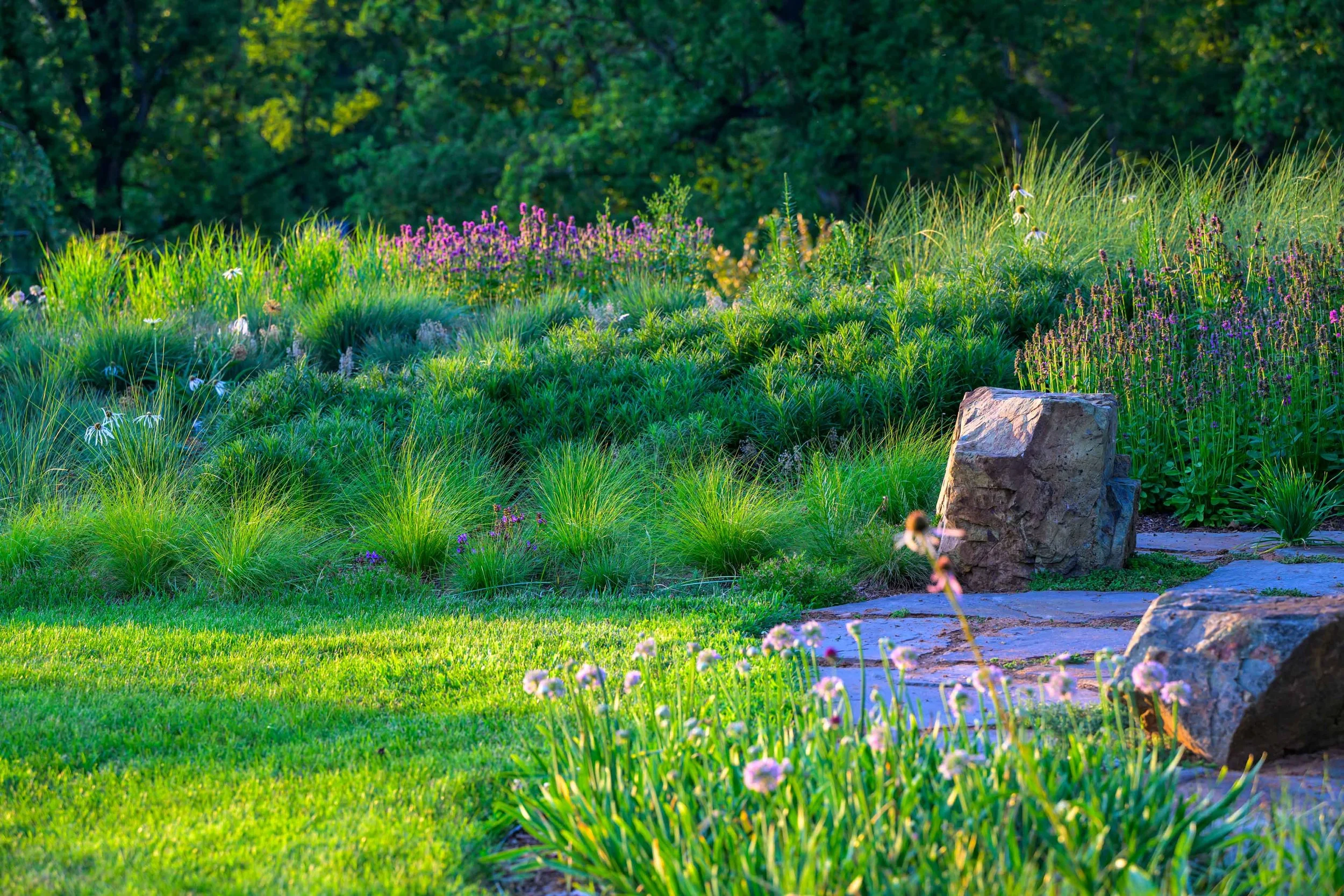 Small defined lawn terrace