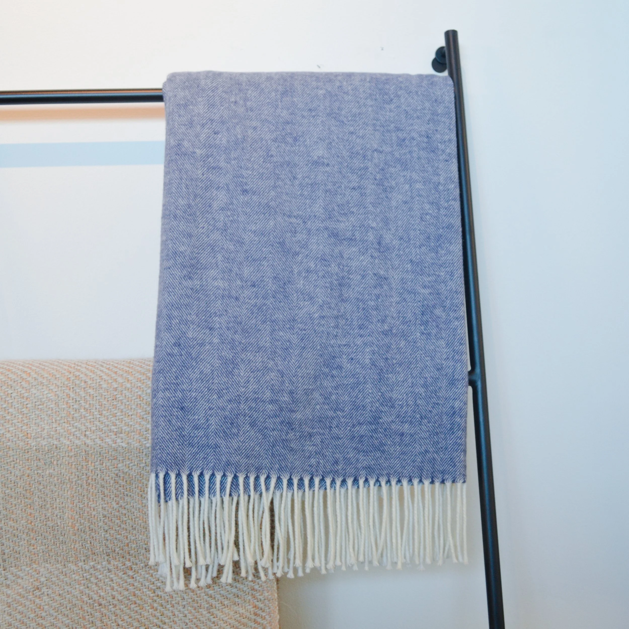 Blue Herringbone Throw