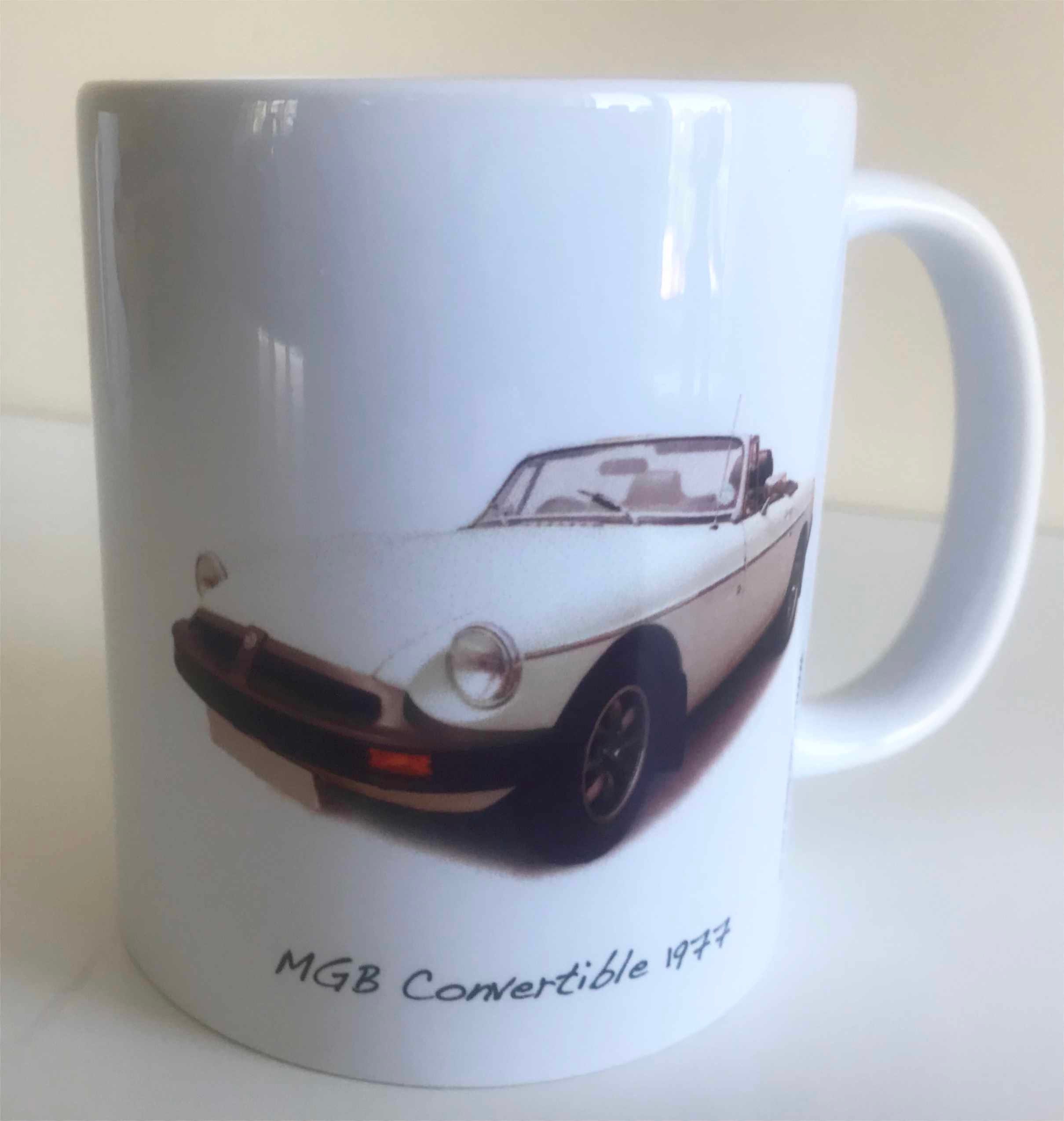 MGB Convertible 1977 (White) - 11oz Ceramic Mug - Ideal Gift for the Classic Car Enthusiast
