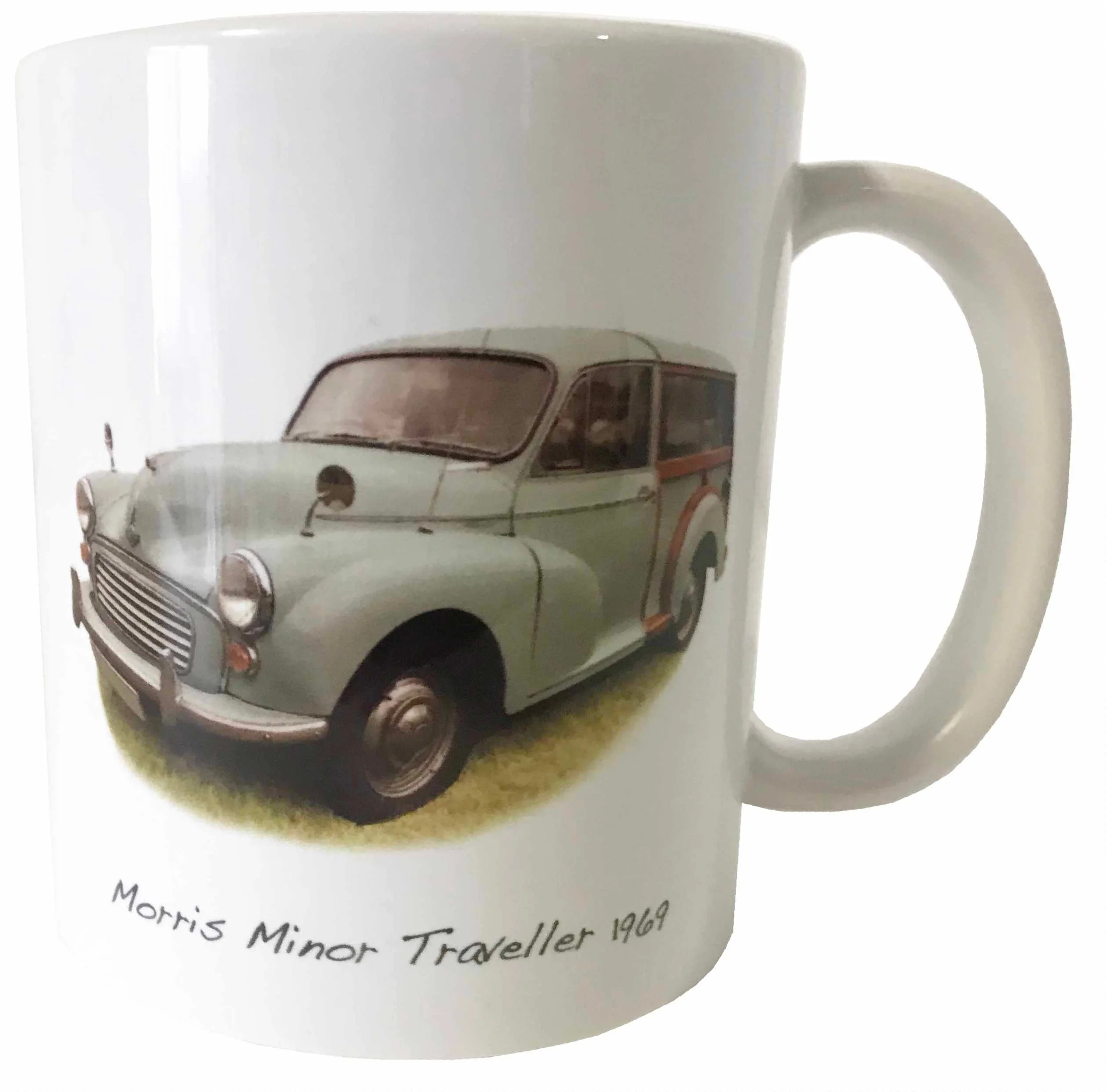 Morris Minor Traveller 1969 (Pale Blue) - 11oz Ceramic Mug - Ideal Gift for the Car Enthusiast