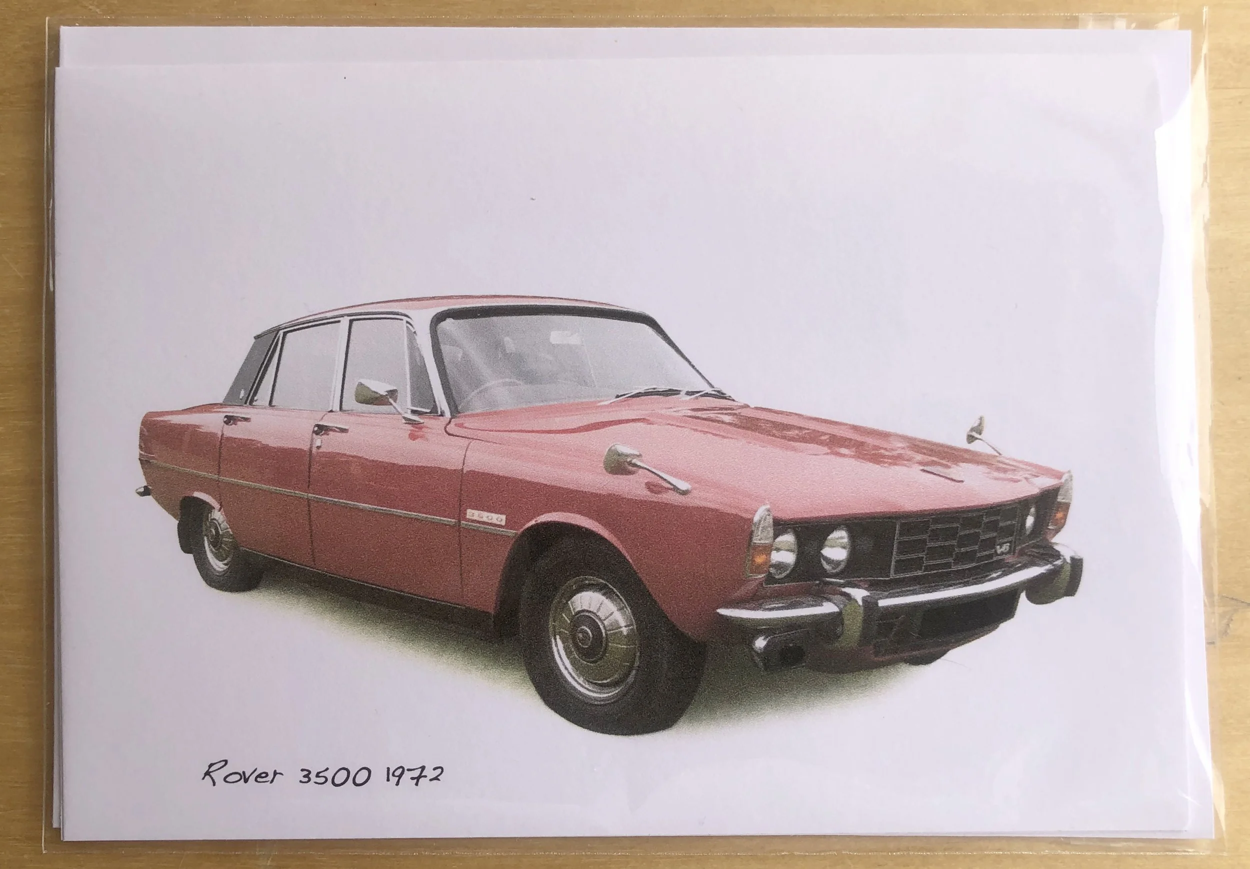 Rover 3500 P6 1972 (Red)  - Single or Six 5 x 7in Blank Cards with Envelopes - Present for the British Classic Car Enthusiast