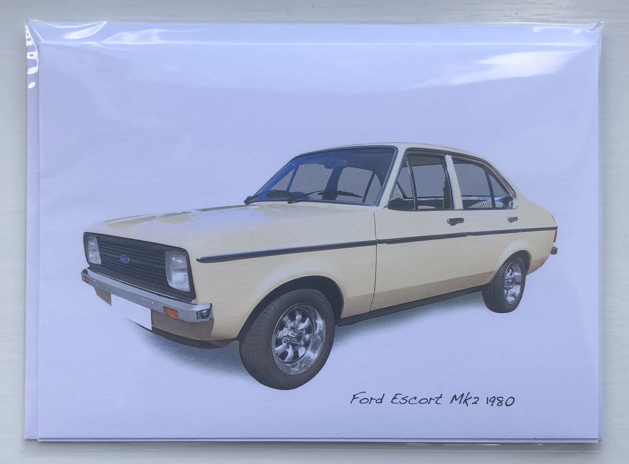 Ford Escort Mk2 1980 - 5 x 7in Birthday, Anniversary or Blank Cards with Envelopes - Gift for the Classic Ford fan