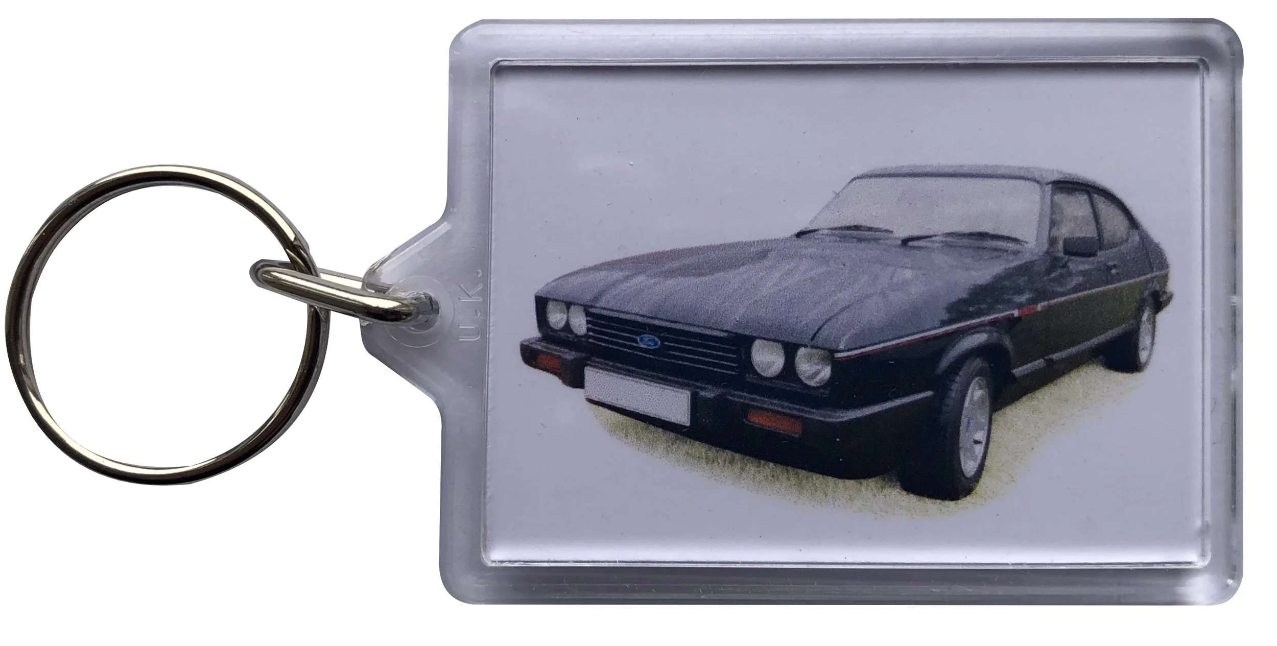 Ford Capri 2.8i 1984 (Black) - Keyring with 50 x 35mm Insert - Novelty Gift for the Car Enthusiast - Free Delivery UK Mainland
