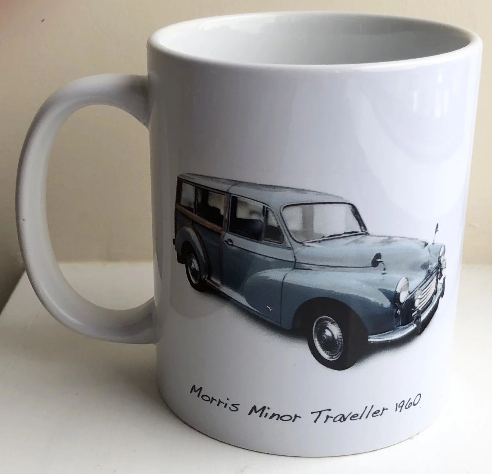 Morris Minor Traveller 1960 (Mid Blue) - 11oz Ceramic Mug - Ideal Gift for the Car Enthusiast