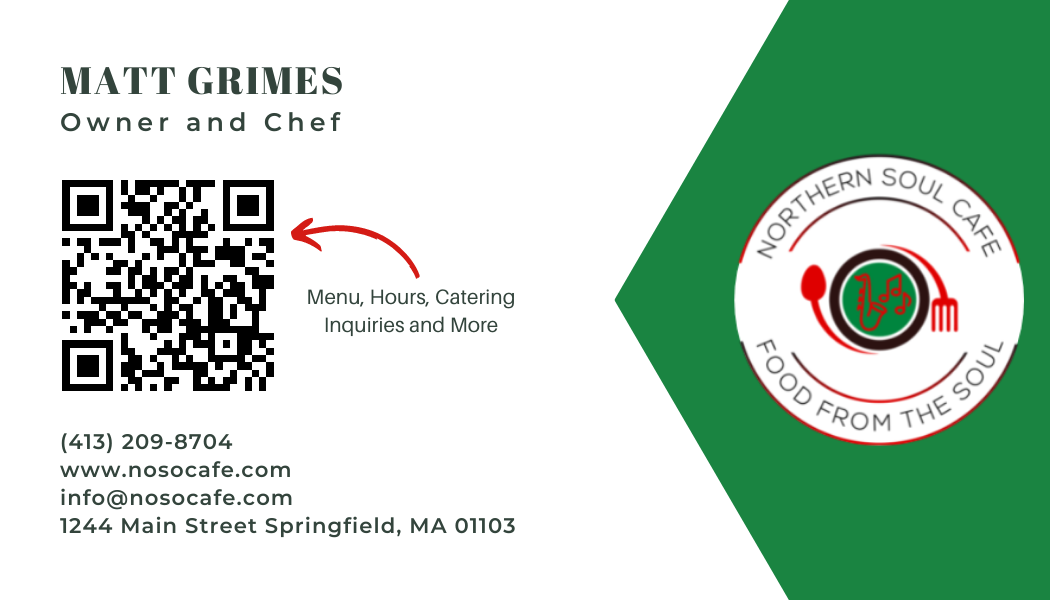 Business cards that we created for Northern Soul Cafe.