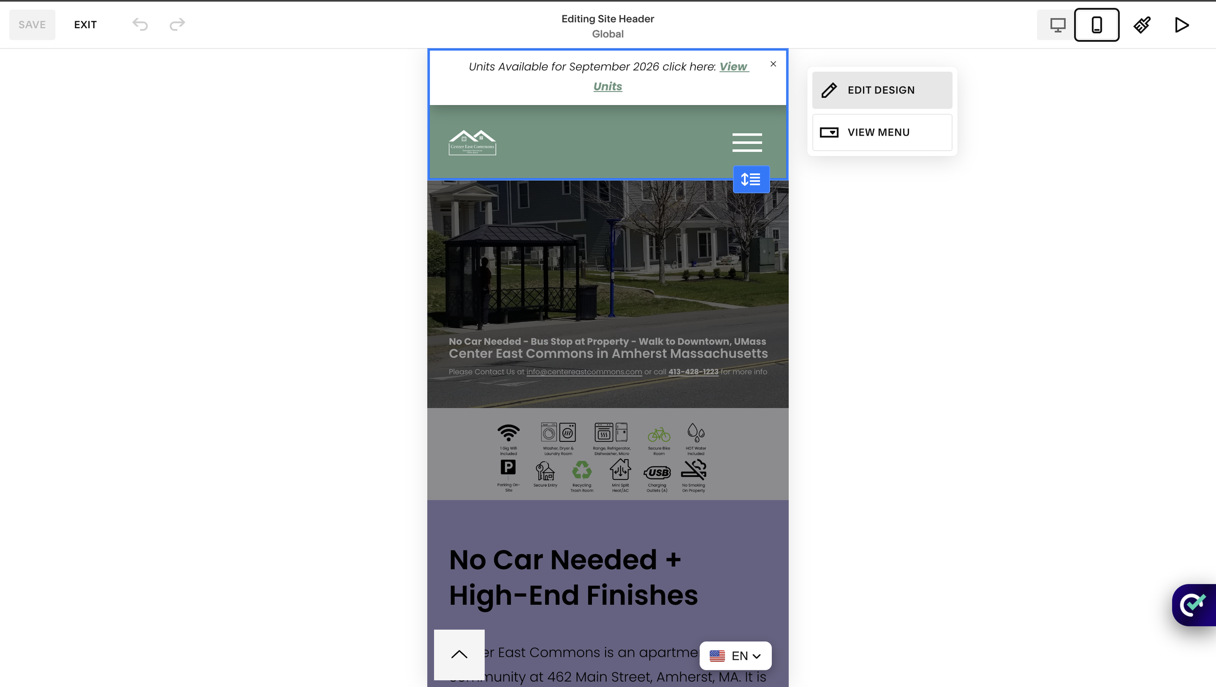 Designing the mobile menu.